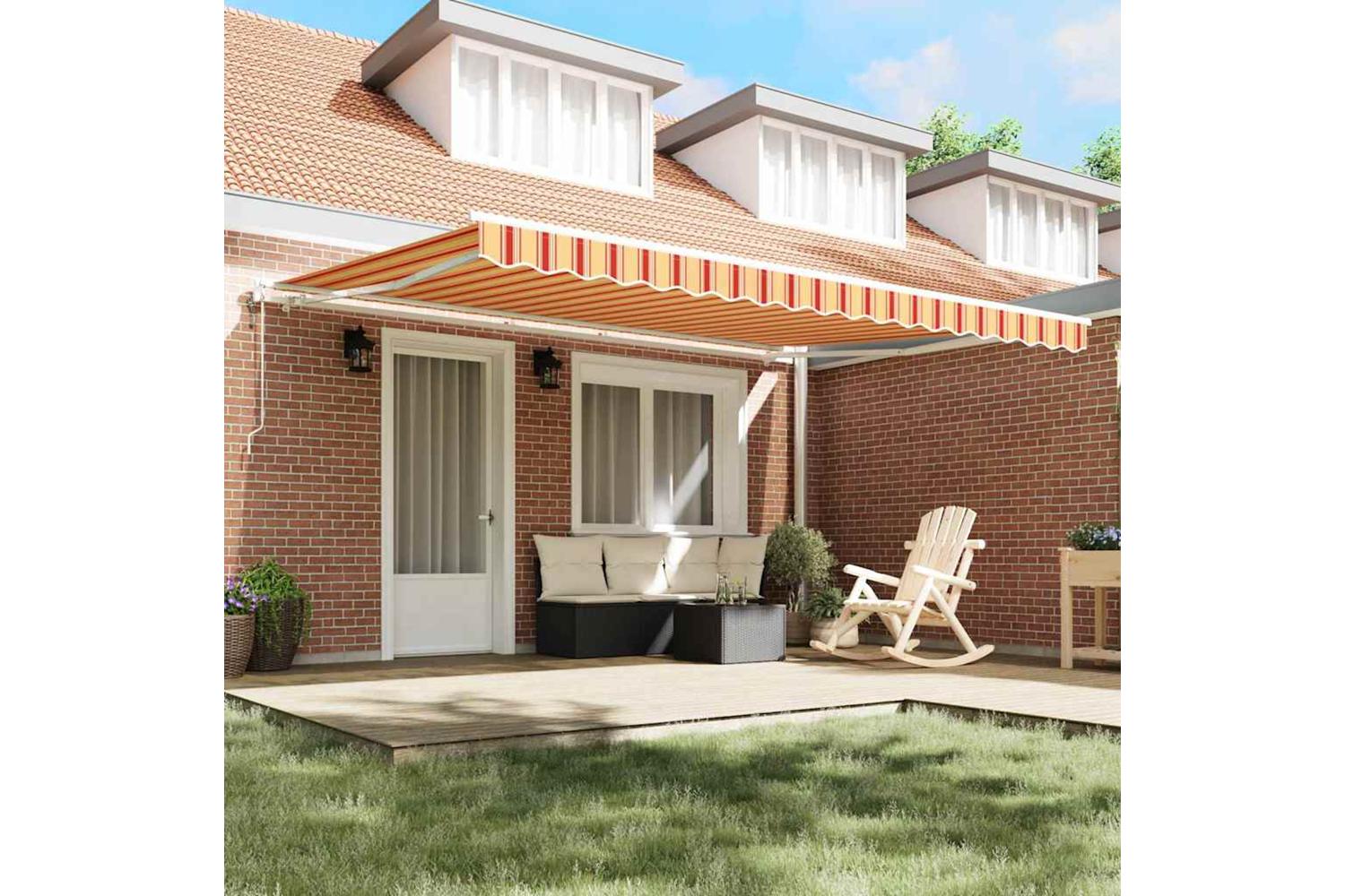 Vidaxl Retractable Awning 450 X 300 Cm Yellow And Orange-3