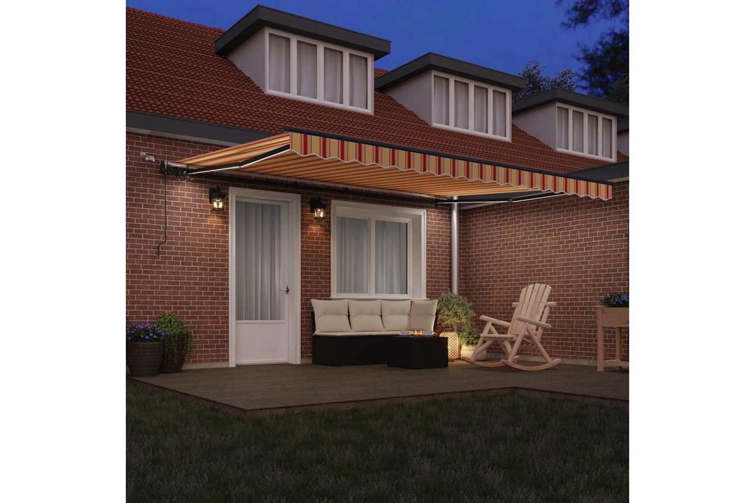 Vidaxl Retractable Awning With Yellow And Orange 450 X 300 Cm Fabric-3