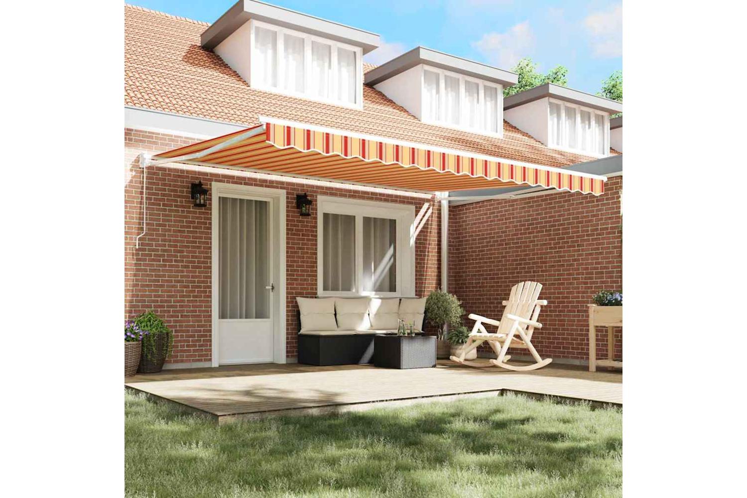 Vidaxl Retractable Awning Yellow And Orange 450 X 300 Cm Fabric-3