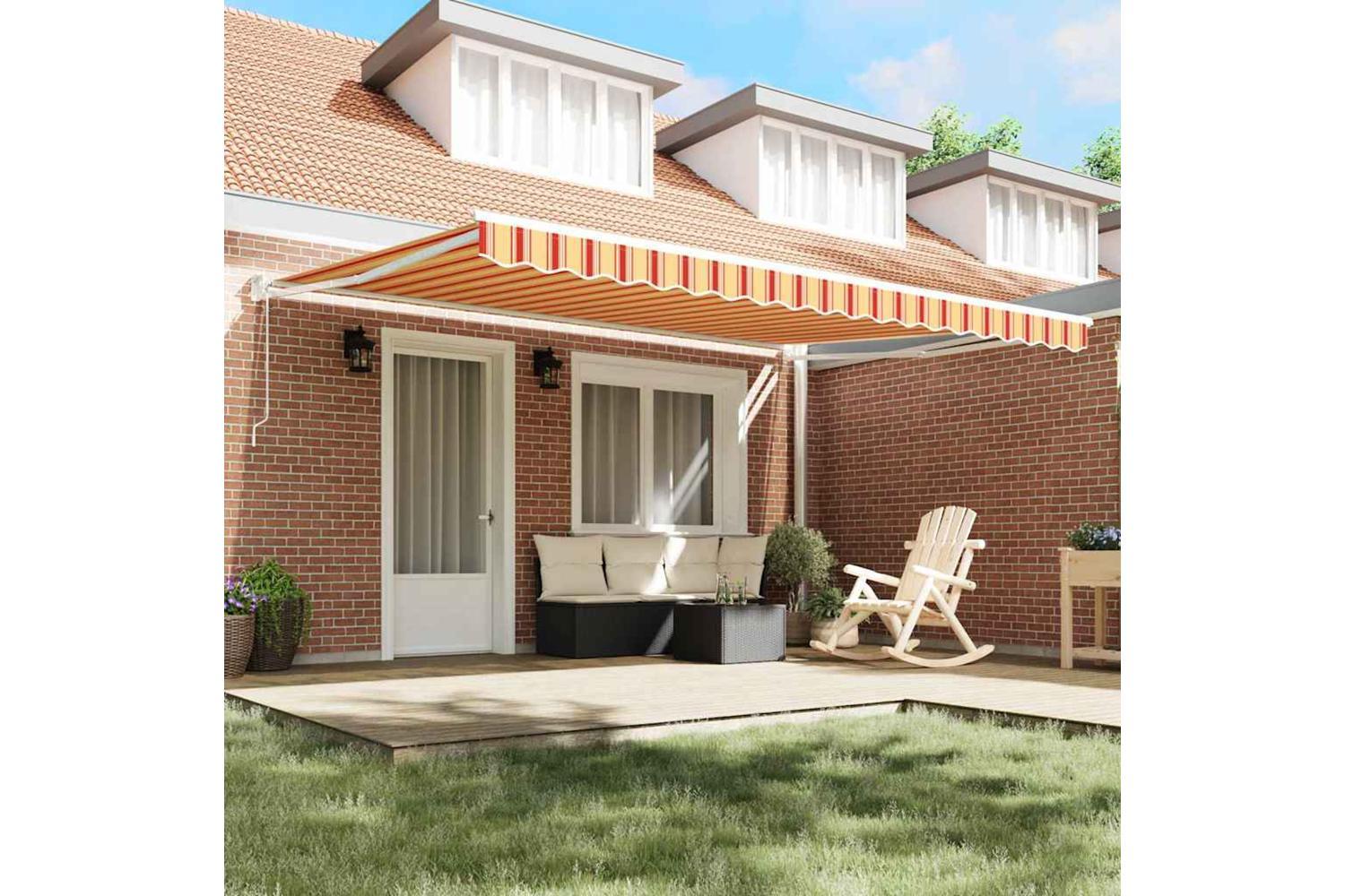 Vidaxl Retractable Awning Yellow And Orange 450 X 300 Cm Fabric-3