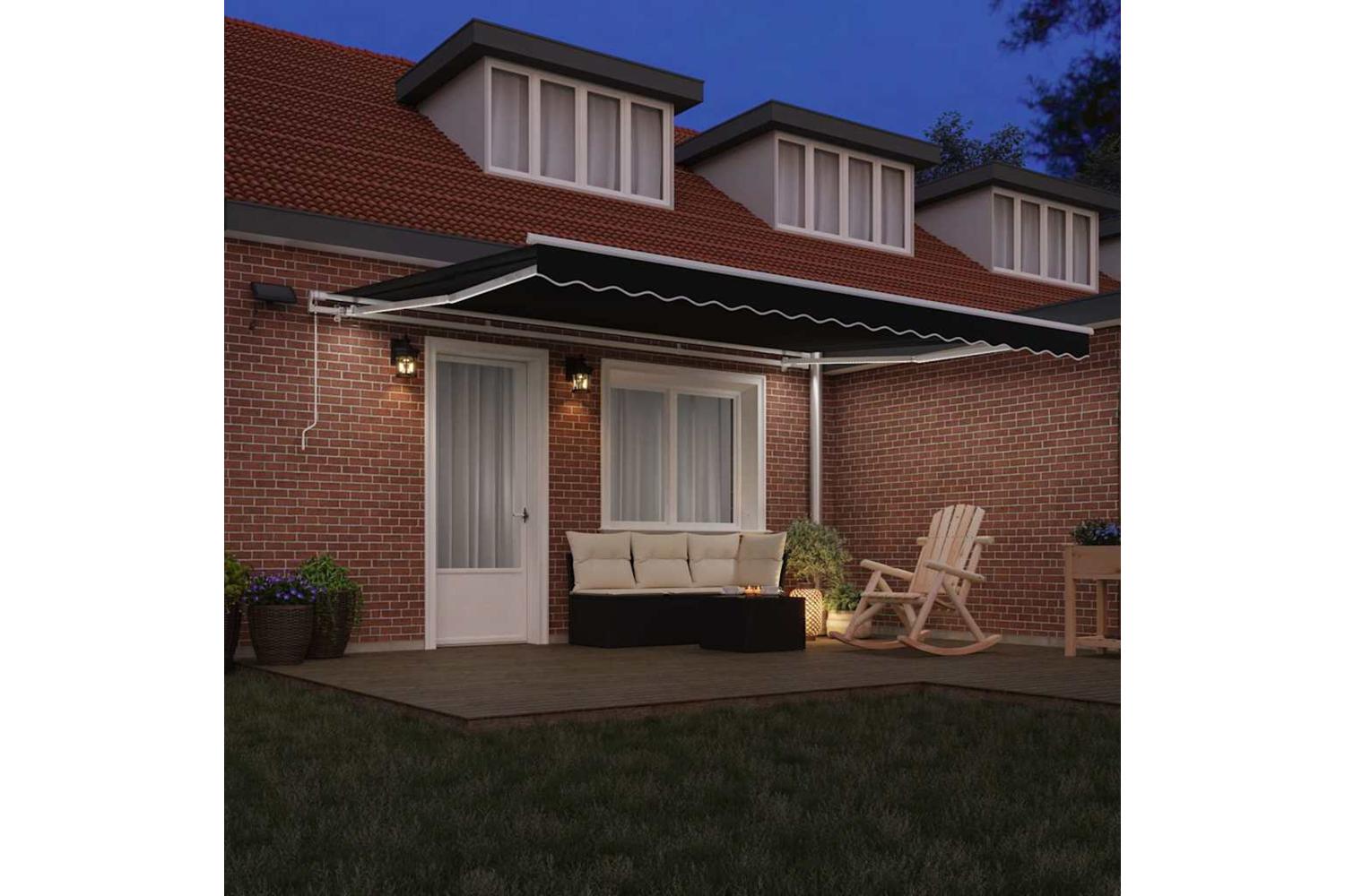 Vidaxl Retractable Awning With Manual Black 450 X 300 Cm Fabric-3