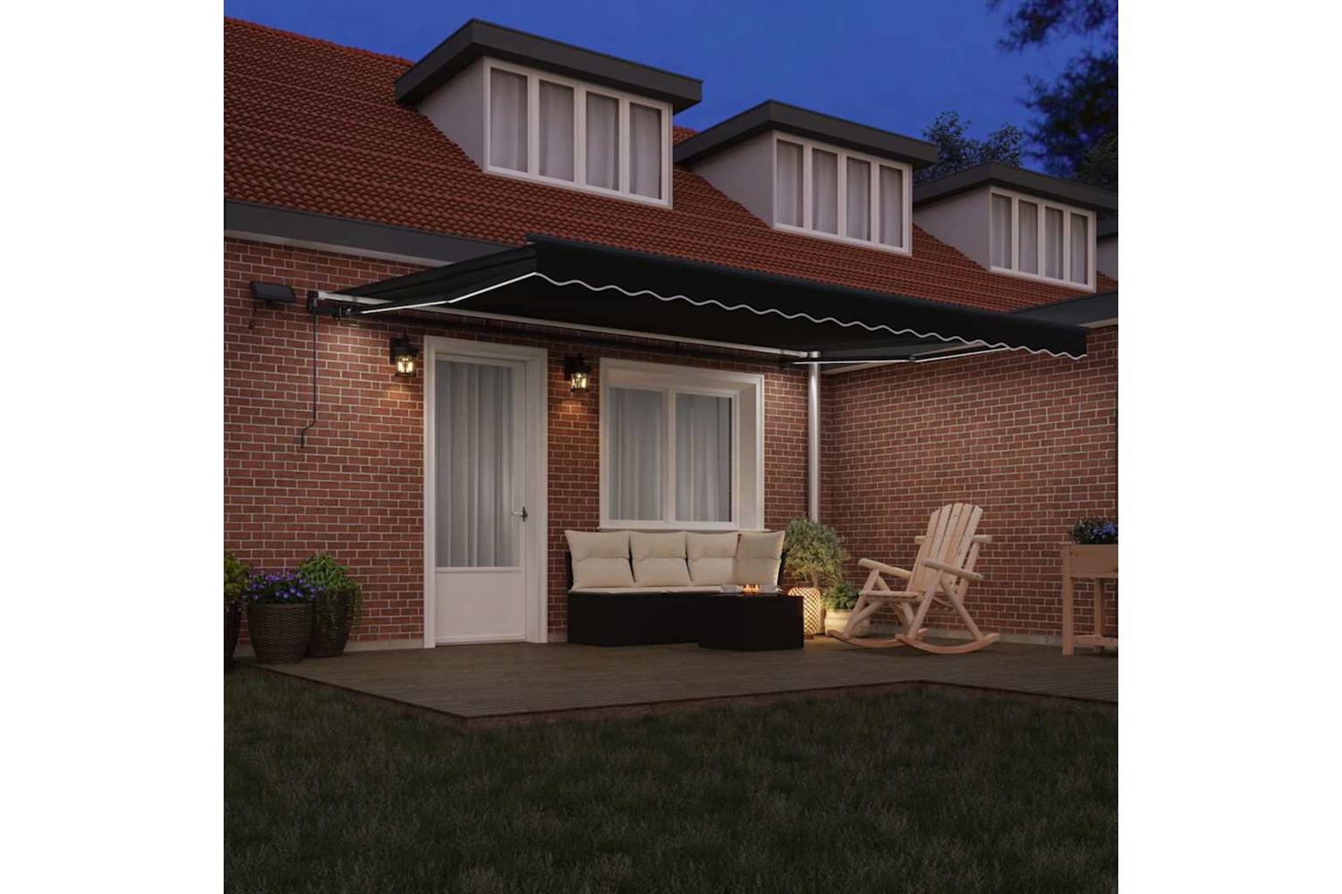 Vidaxl Retractable Awning Manual Black 450 X 300 Cm Fabric-3