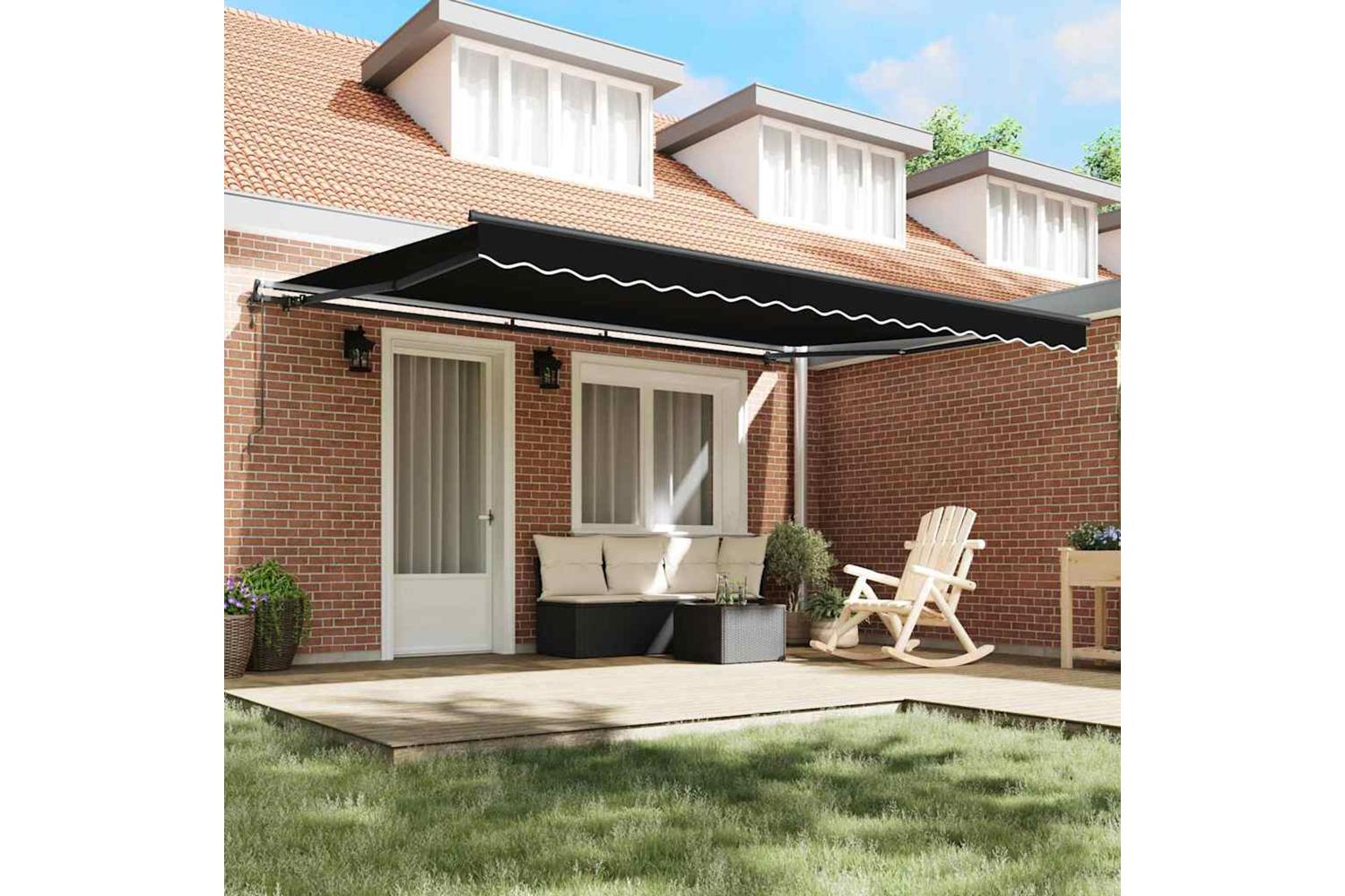 Vidaxl Retractable Awning Black 450 X 300 Cm Fabric-3