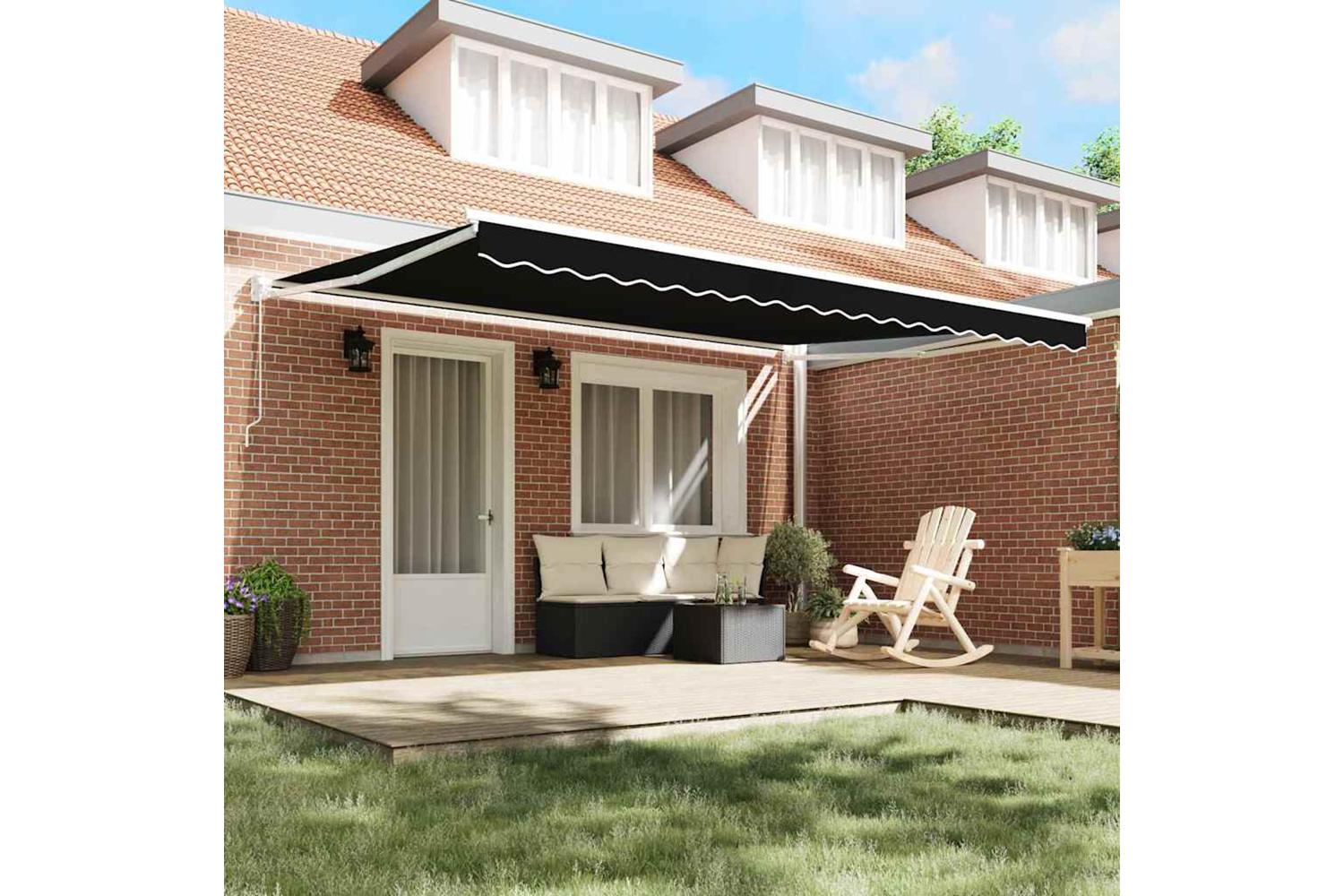 Vidaxl Retractable Awning Black 450 X 300 Cm Polyester And Metal-3