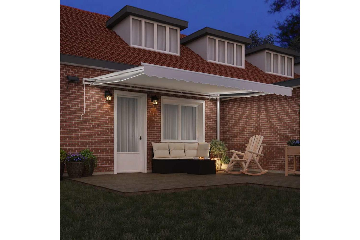 Vidaxl Retractable Awning With Manual White 450 X 300 Cm Fabric-3