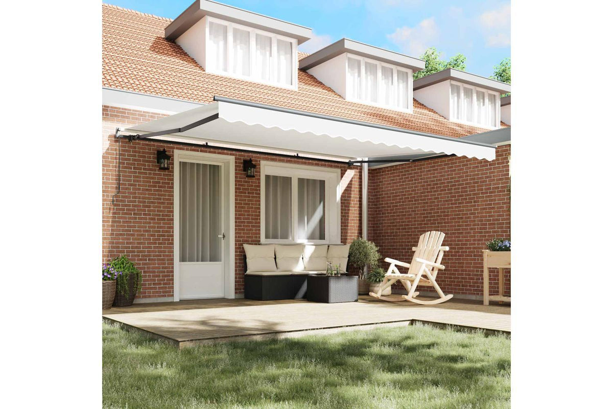 Vidaxl Awning Manual White 450 X 300 Cm Fabric-3