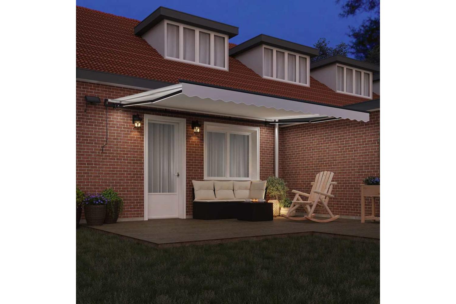 Vidaxl Retractable Awning Manual White 450 X 300 Cm Fabric-3