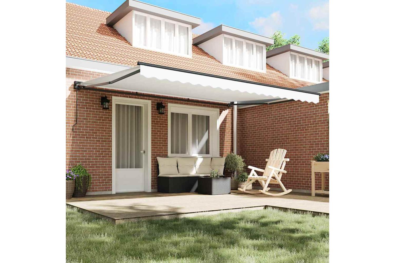 Vidaxl Retractable Awning Manual White 450x300 Cm Fabric-3