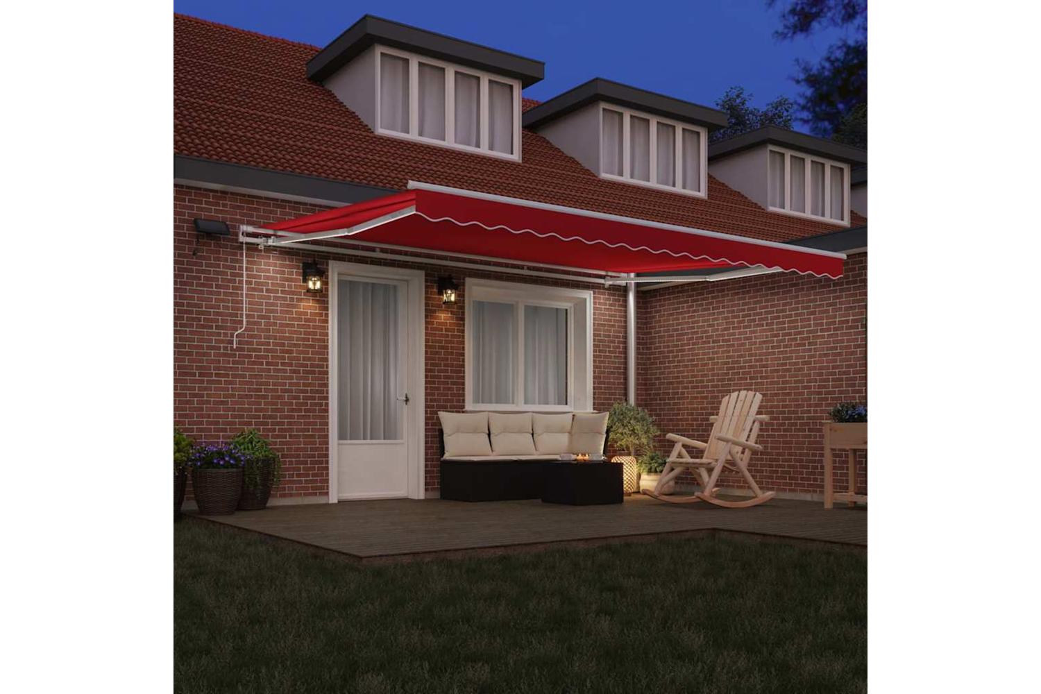 Vidaxl Retractable Awning With Manual Red 450 X 300 Cm Fabric-3