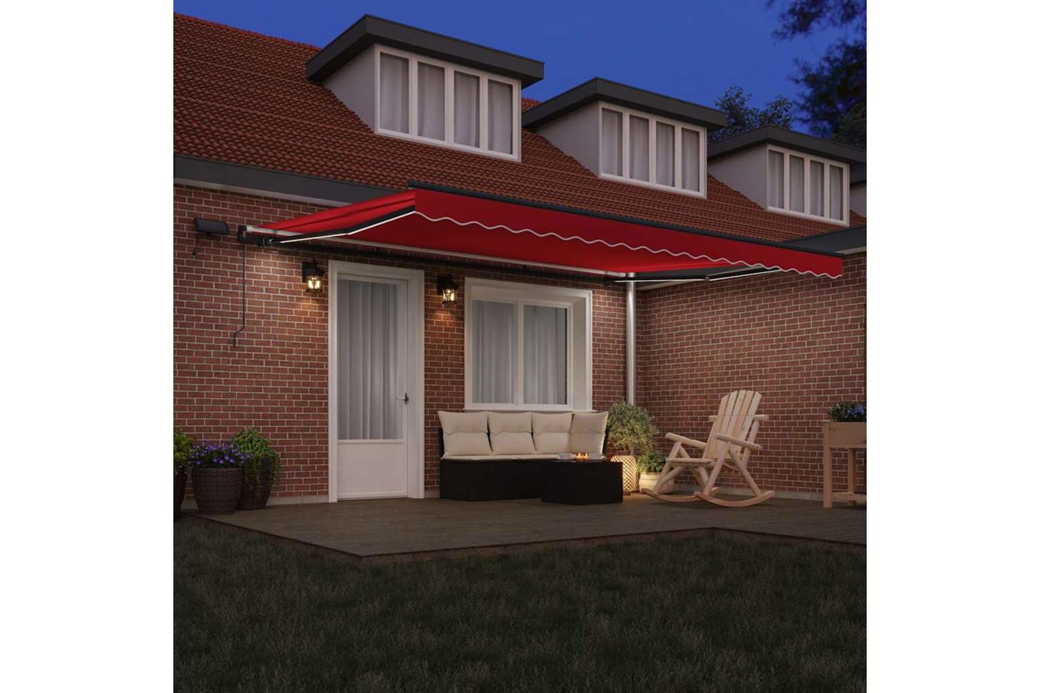 Vidaxl Retractable Awning Manual Red 450 X 300 Cm Fabric-3
