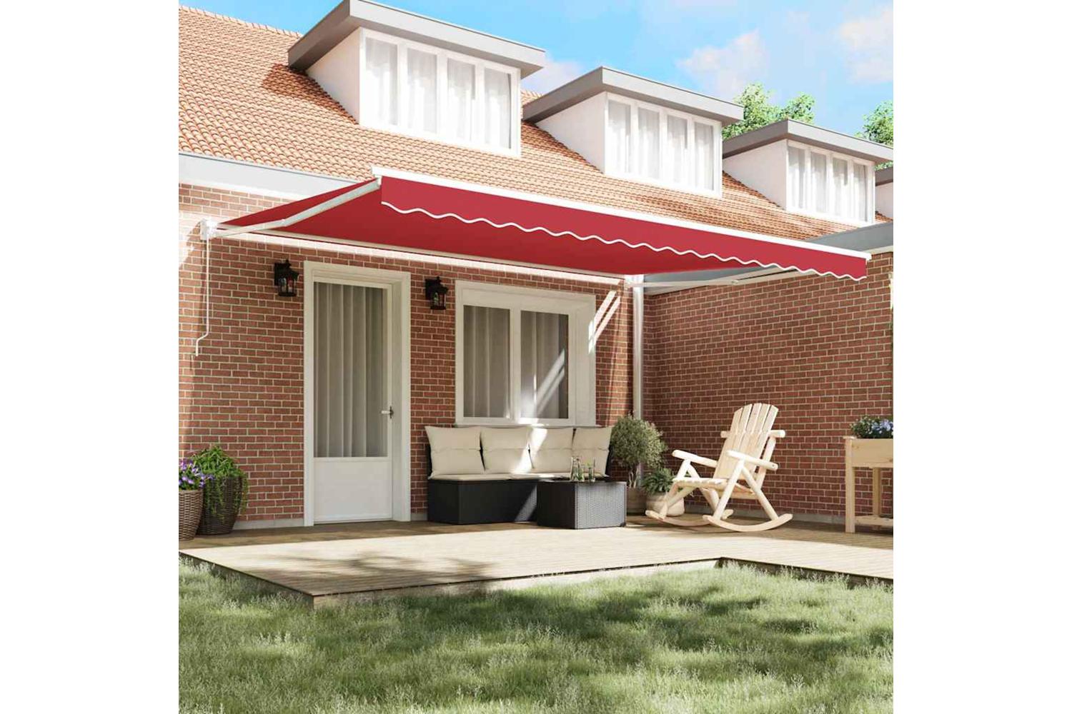 Vidaxl Awning Retractable Manual Red 45 X 3 M Polyester And Metal-3