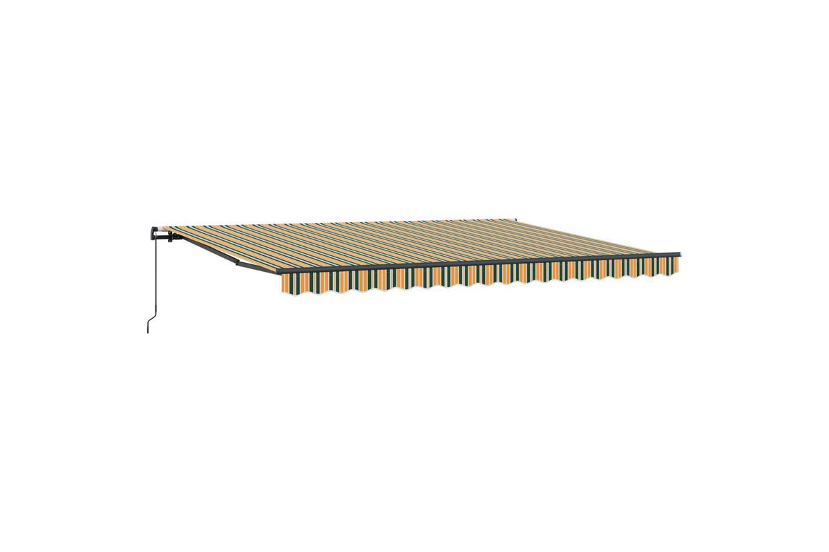 Vidaxl Retractable Awning Manual Green And Yellow 450 X 300 Cm Fabric-2
