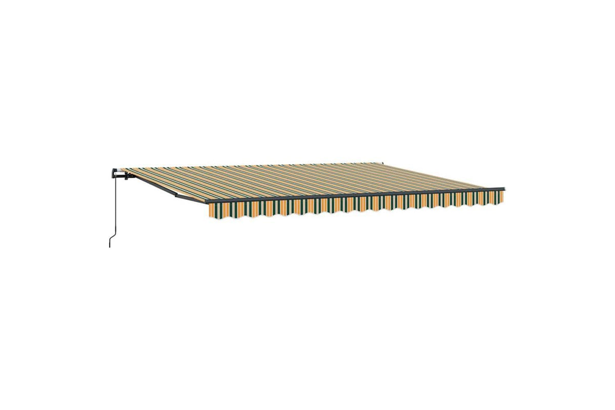 Vidaxl Retractable Awning Manual Green And Yellow 450 X 300 Cm Fabric-4