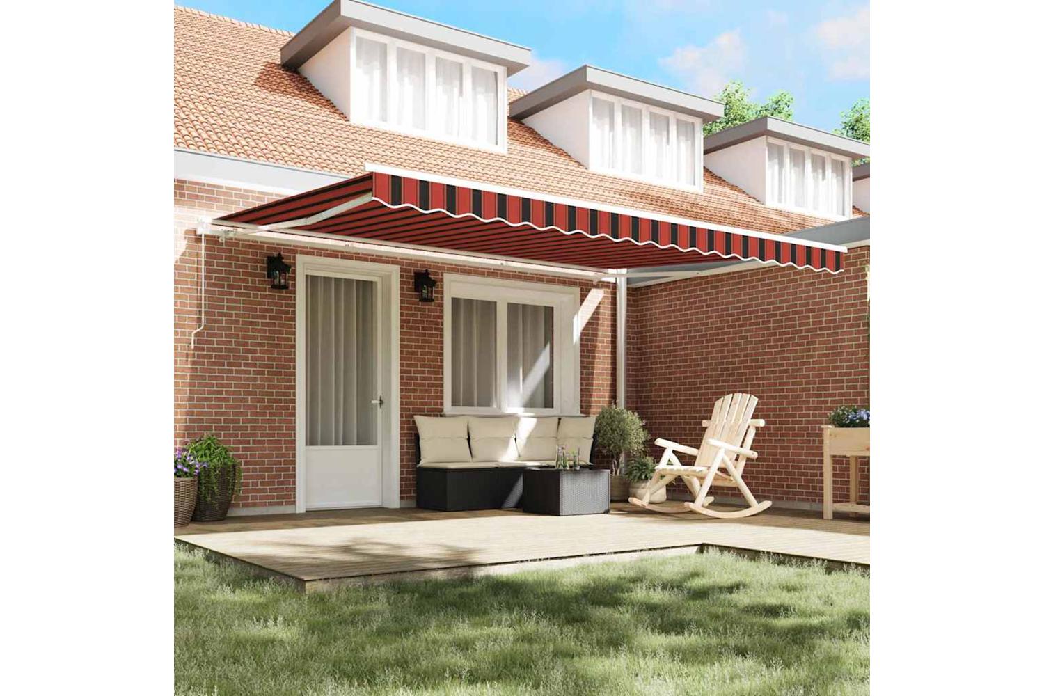 Vidaxl Awning Striped Orange And Brown 45 X 35 M Polyester And Metal-3