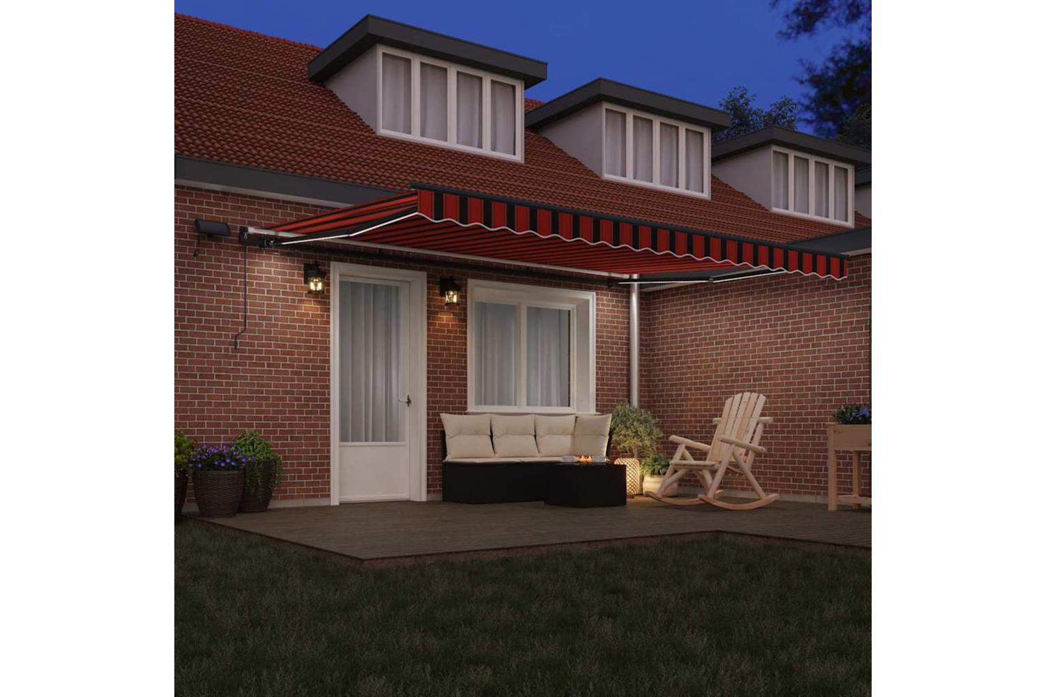 Vidaxl Retractable Awning Manual Orange And Brown 450 X 350 Cm Fabric-3