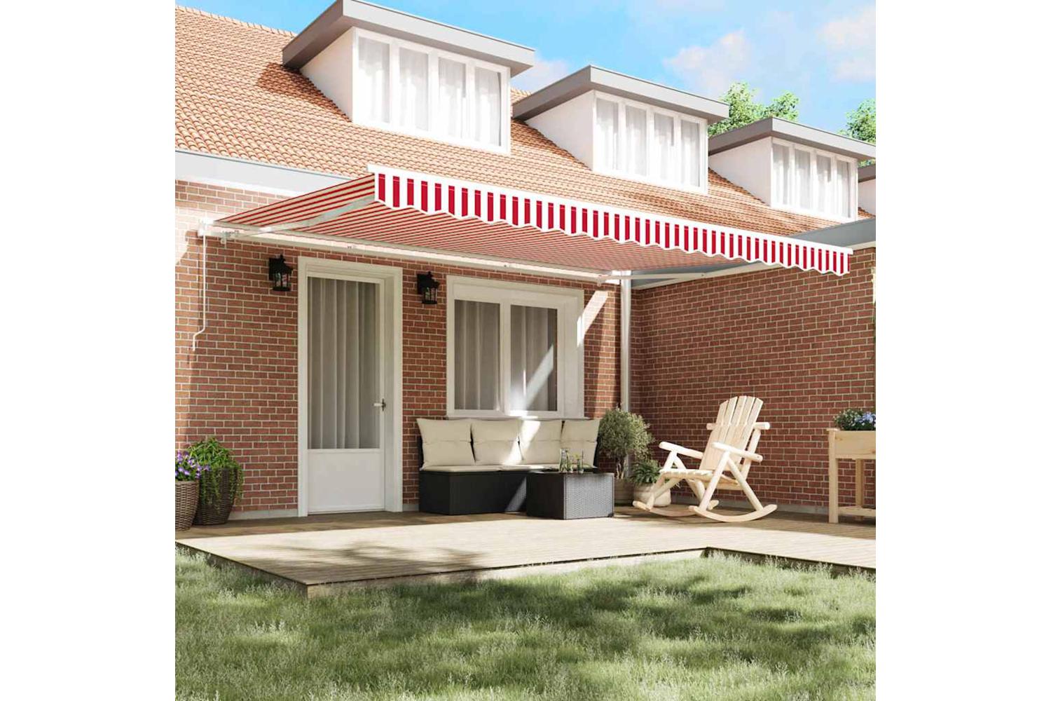 Vidaxl Awning Striped Red And White 45 X 35 M Polyester And Metal-3