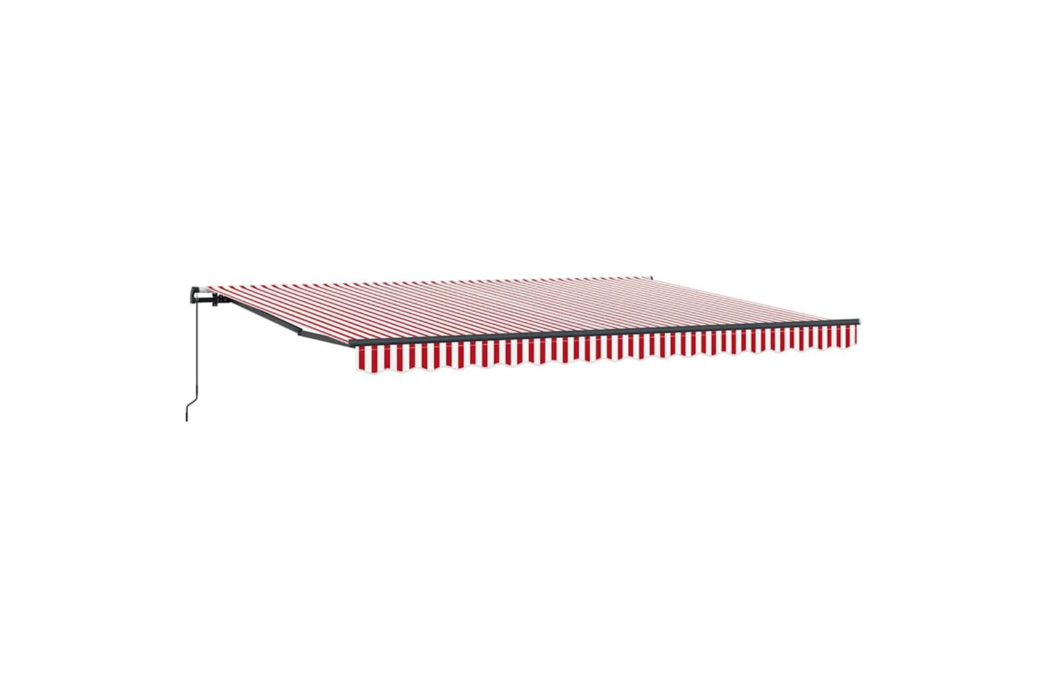 Vidaxl Retractable Awning Manual Red And White 450 X 350 Cm Fabric-2