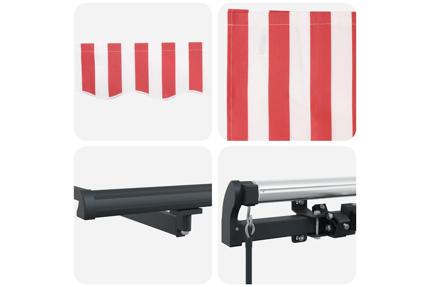 Vidaxl Retractable Awning Manual Red And White 450 X 350 Cm Fabric-8
