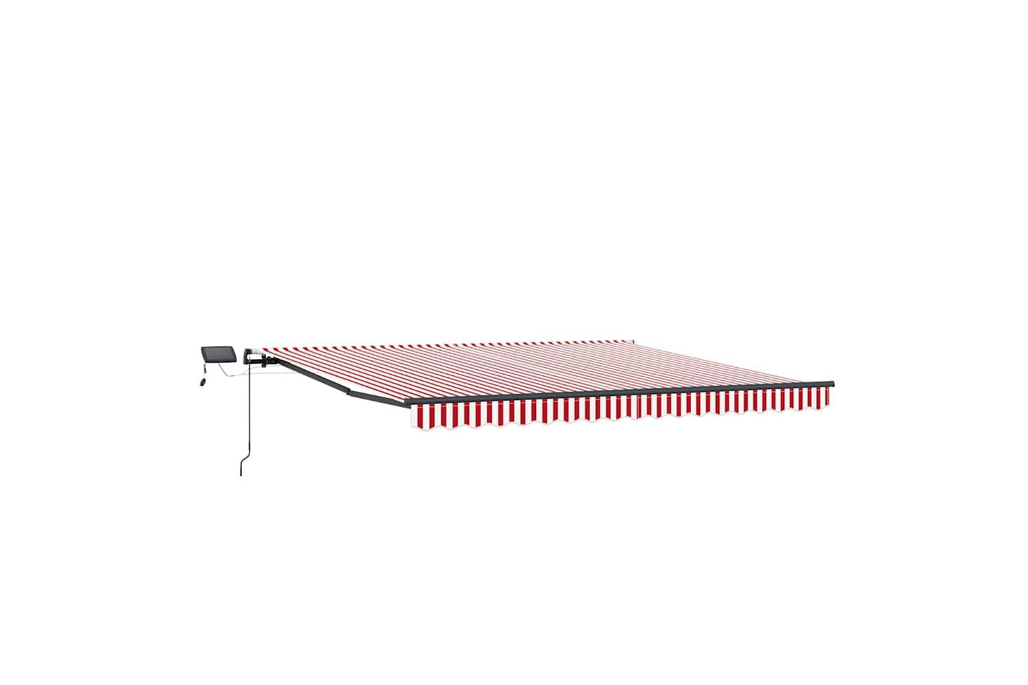 Vidaxl Retractable Awning Manual Red And White 450 X 350 Cm Fabric-2