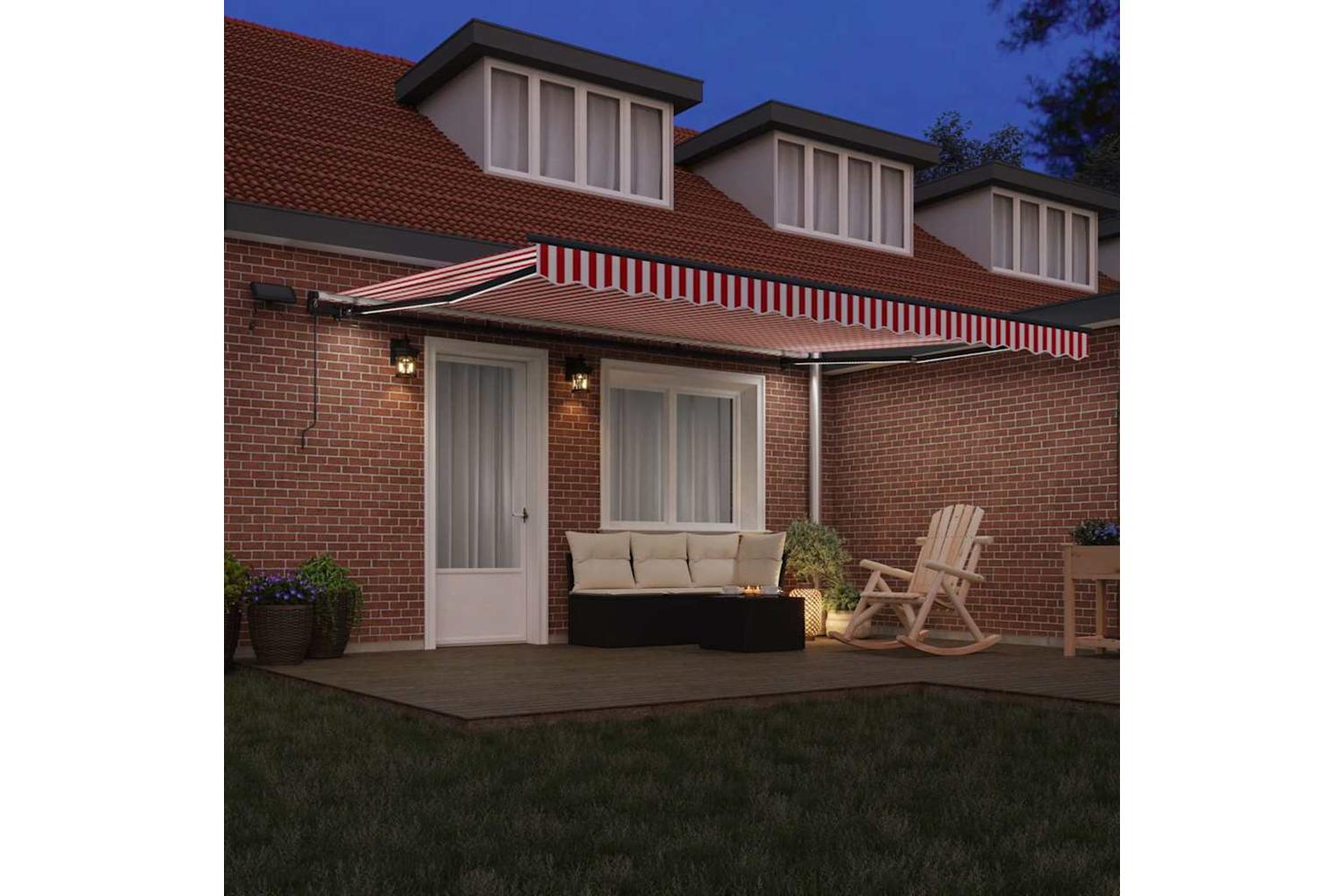 Vidaxl Retractable Awning Manual Red And White 450 X 350 Cm Fabric-3