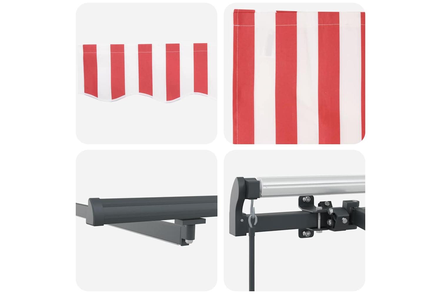 Vidaxl Retractable Awning Manual Red And White 450 X 350 Cm Fabric-10