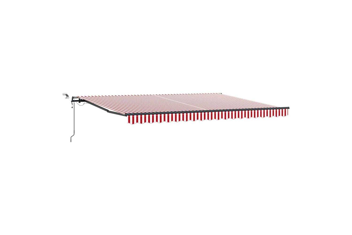 Vidaxl Retractable Awning With Red And White 450 X 350 Cm Fabric-2