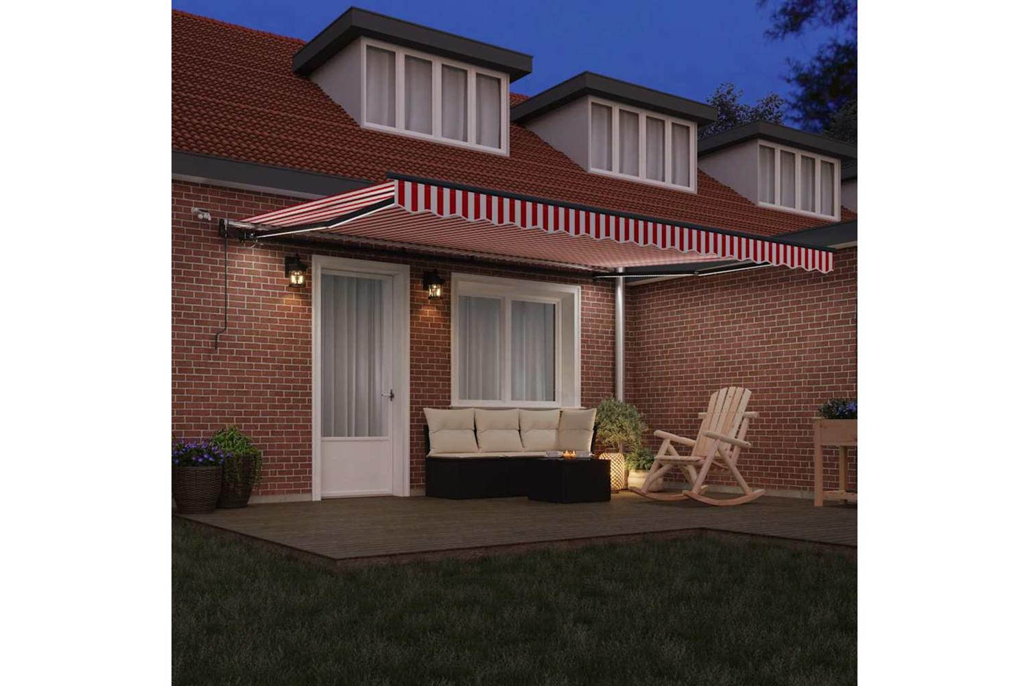 Vidaxl Retractable Awning With Red And White 450 X 350 Cm Fabric-3