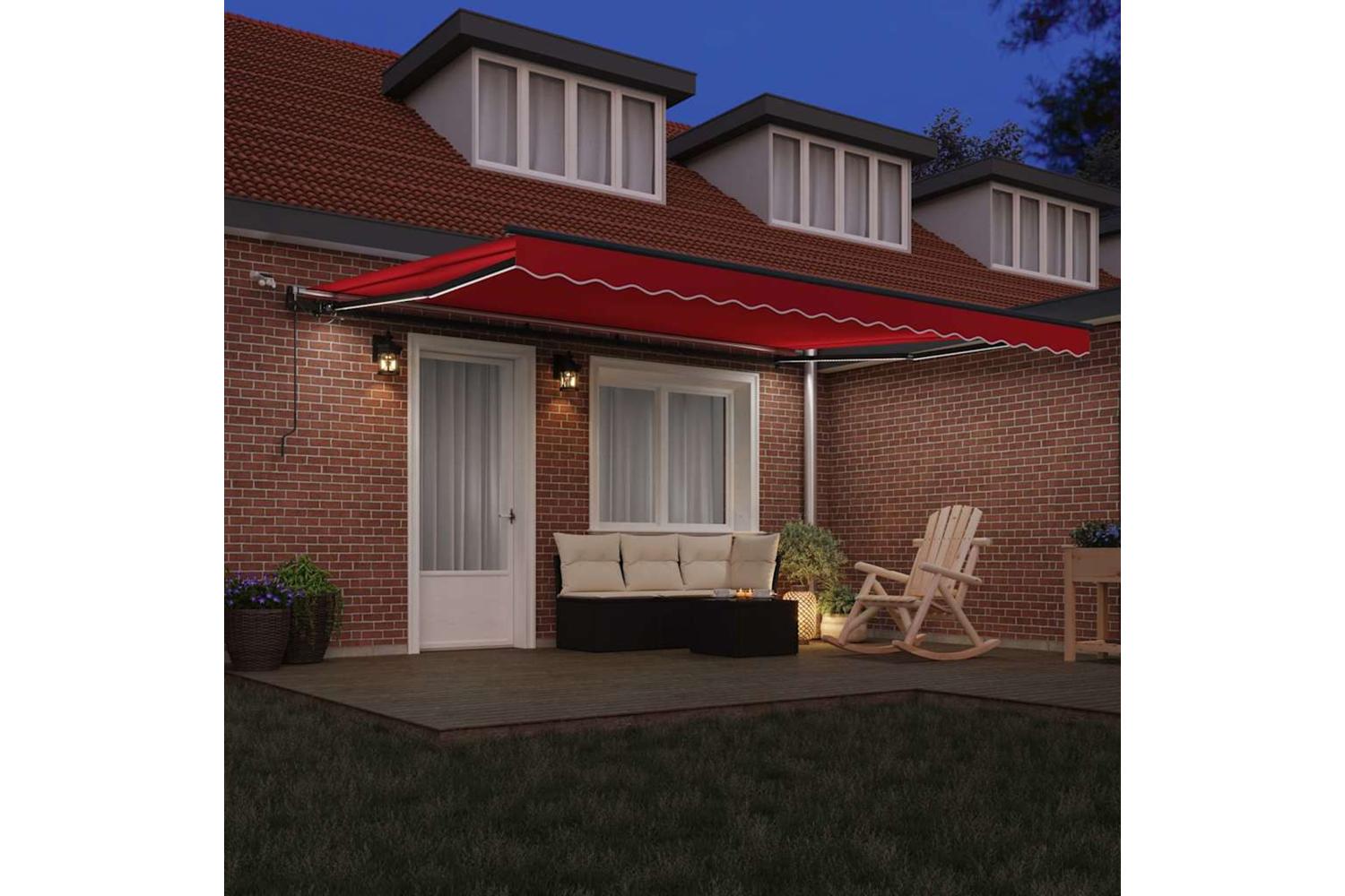 Vidaxl Retractable Awning With Red 450 X 350 Cm Fabric-3