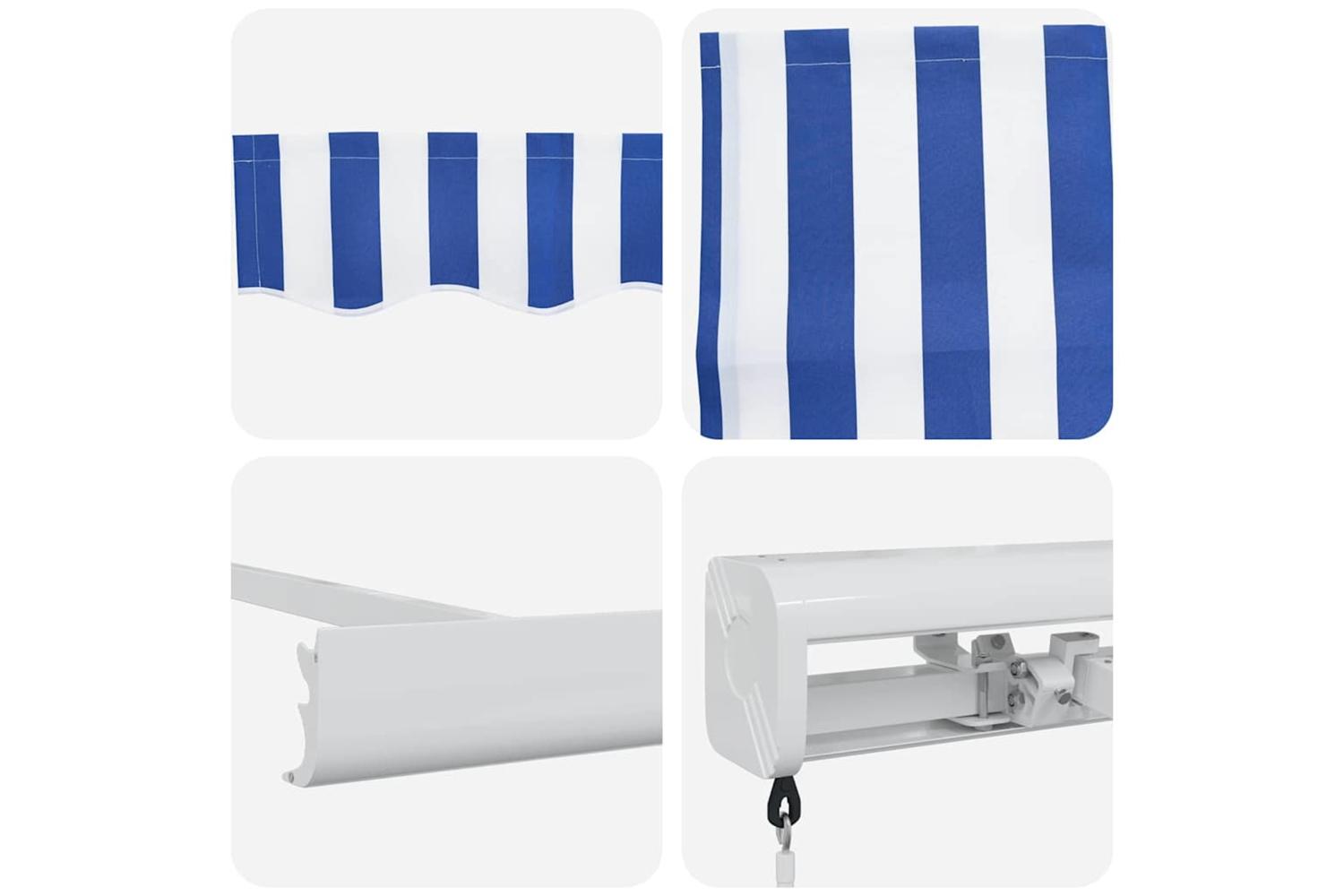 Vidaxl Retractable Awning Blue And White 500 X 300 Cm Fabric And Metal-8
