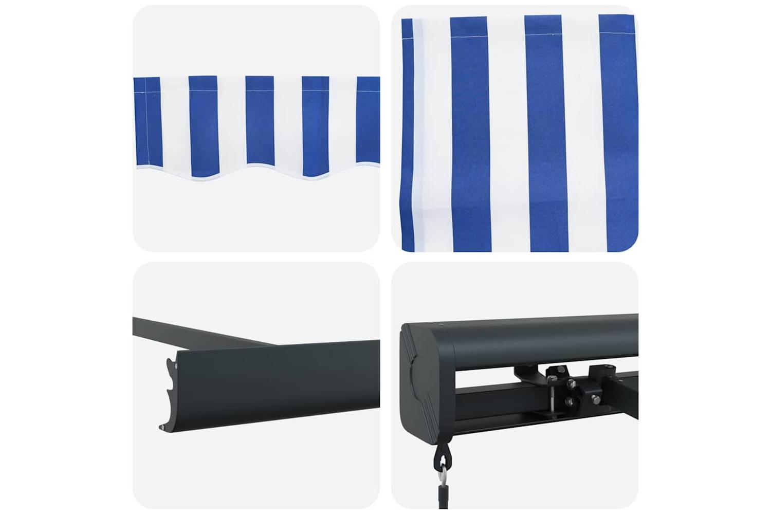 Vidaxl Retractable Awning Blue And White 500 X 300 Cm Fabric And Metal-8