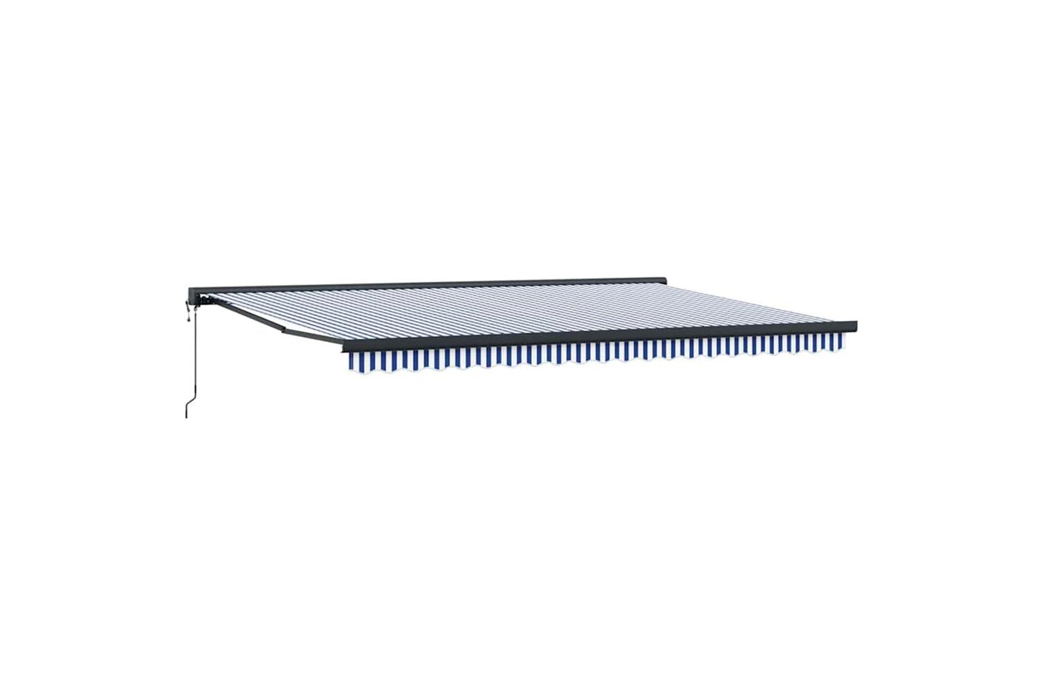 Vidaxl Retractable Awning Blue And White 500 X 300 Cm Fabric Metal-2