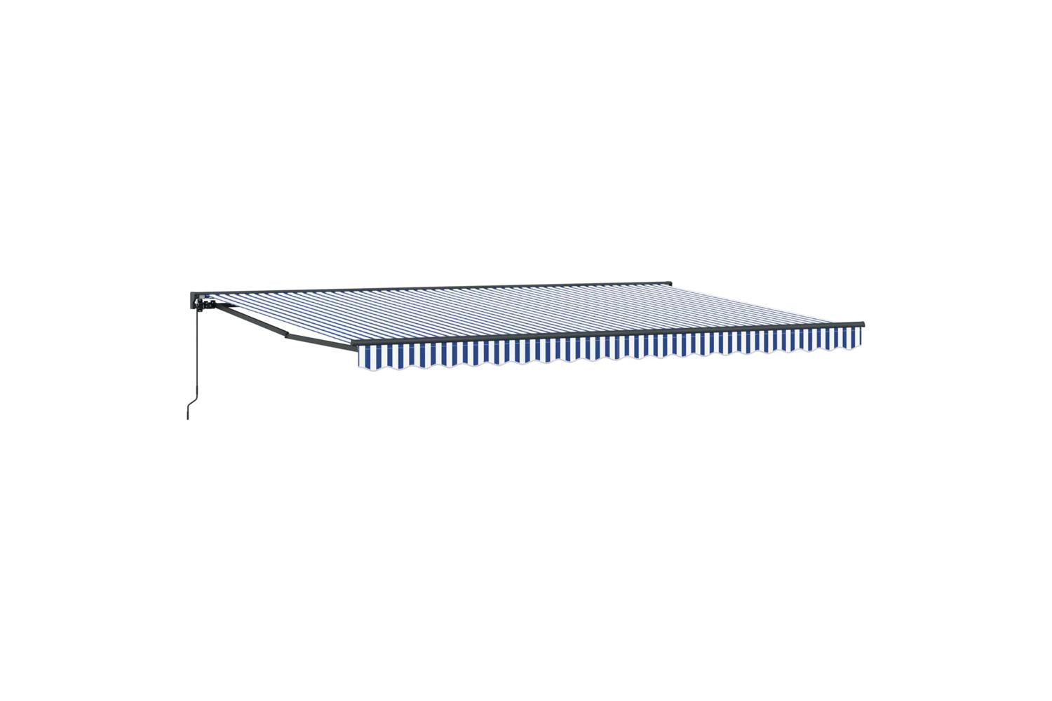 Vidaxl Retractable Awning Manual Blue And White 500x300 Cm Fabric-2