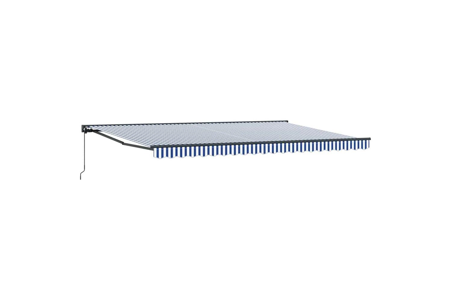 Vidaxl Retractable Awning Manual Blue And White 500x300 Cm Fabric-4
