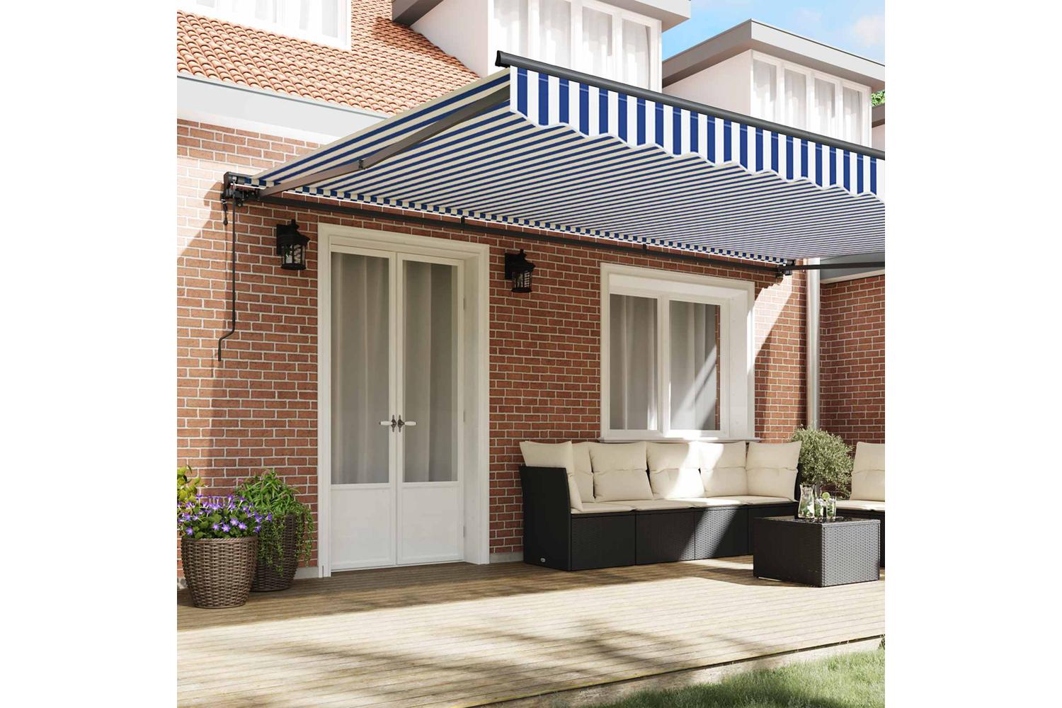 Vidaxl Retractable Awning Blue And White 500x300 Cm Fabric-3