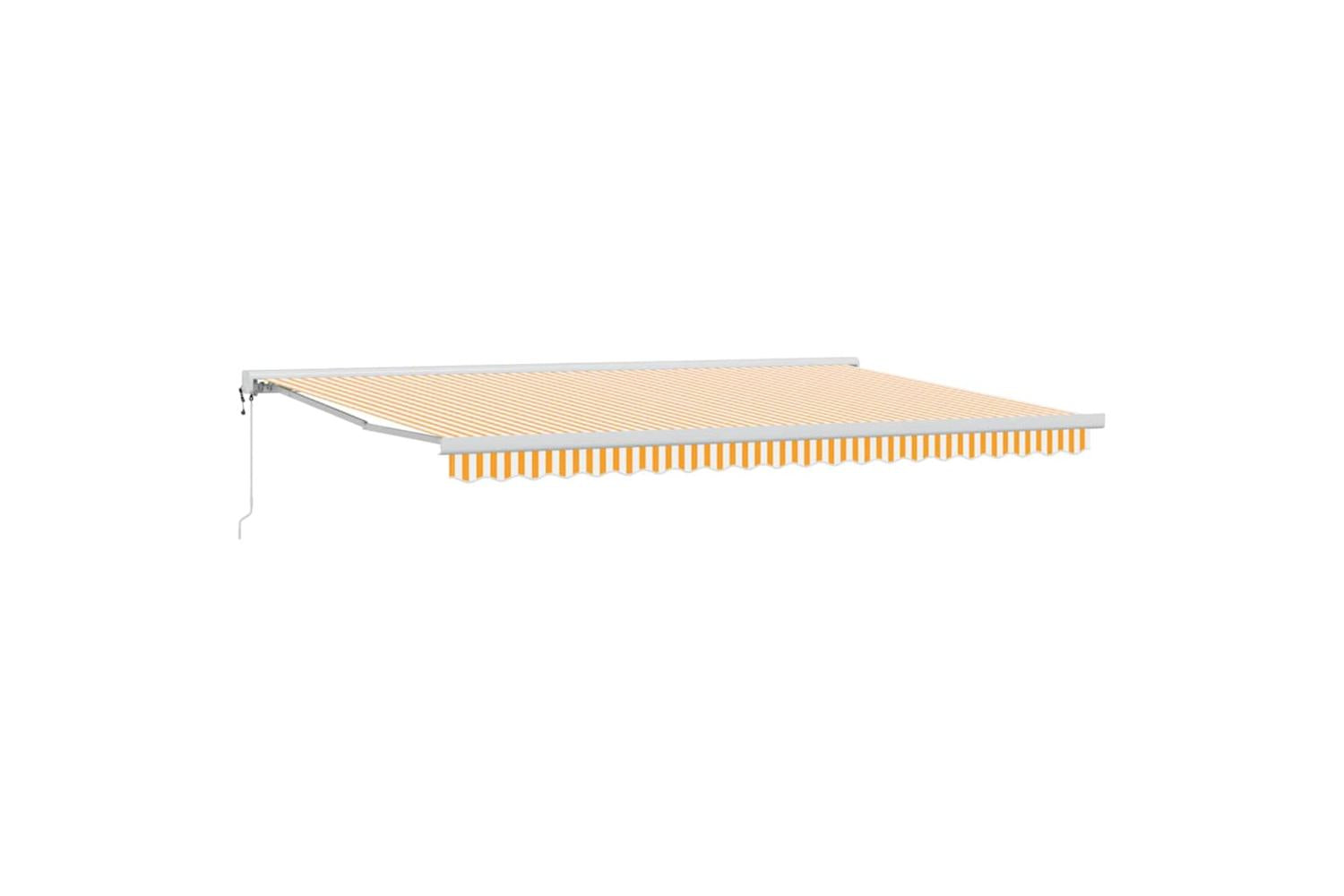 Vidaxl Retractable Awning Orange And White 500 X 300 Cm Fabric Metal-2
