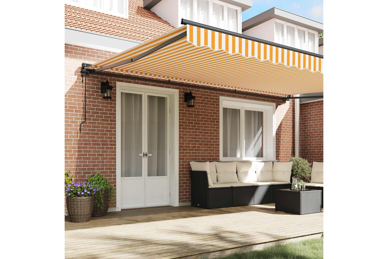 Vidaxl Retractable Awning Orange And White 500x300 Cm Fabric-3