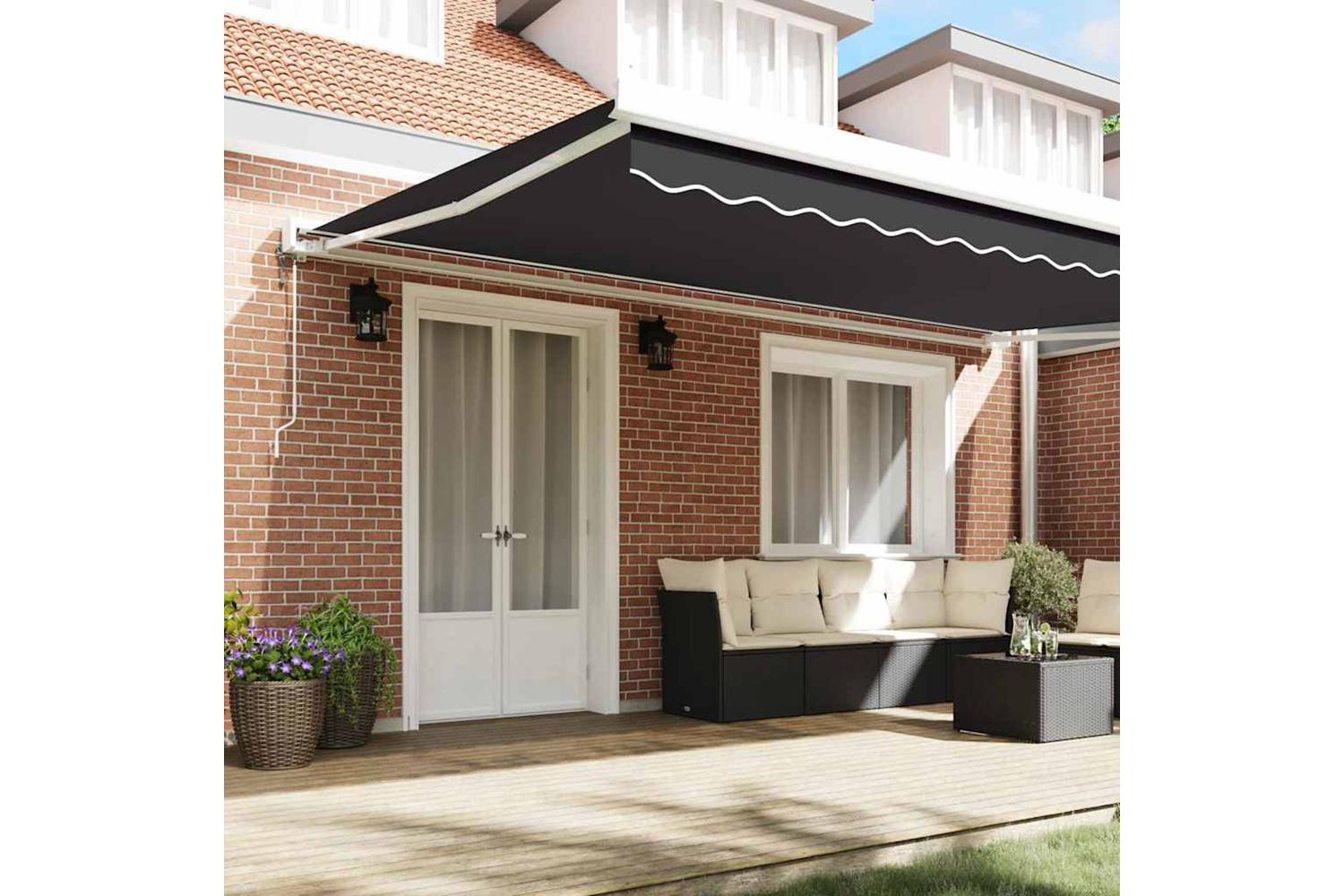 Vidaxl Retractable Awning Manual Anthracite 500 X 300 Cm Fabric Metal-3