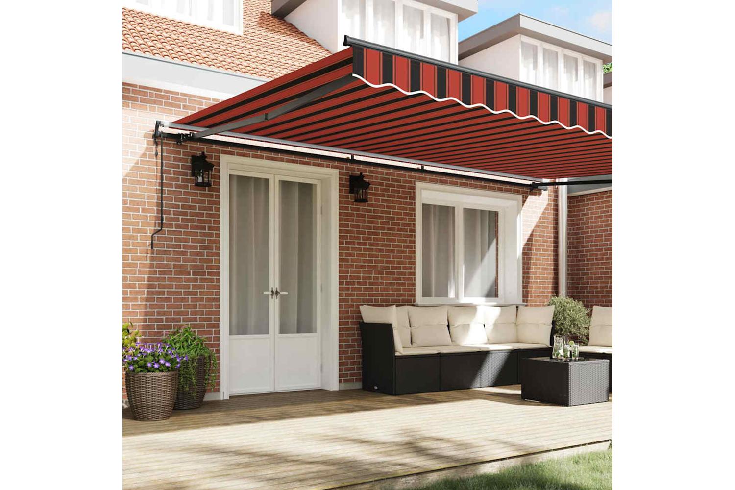 Vidaxl Retractable Awning Orange And Brown 500 X 300 Cm Fabric-3