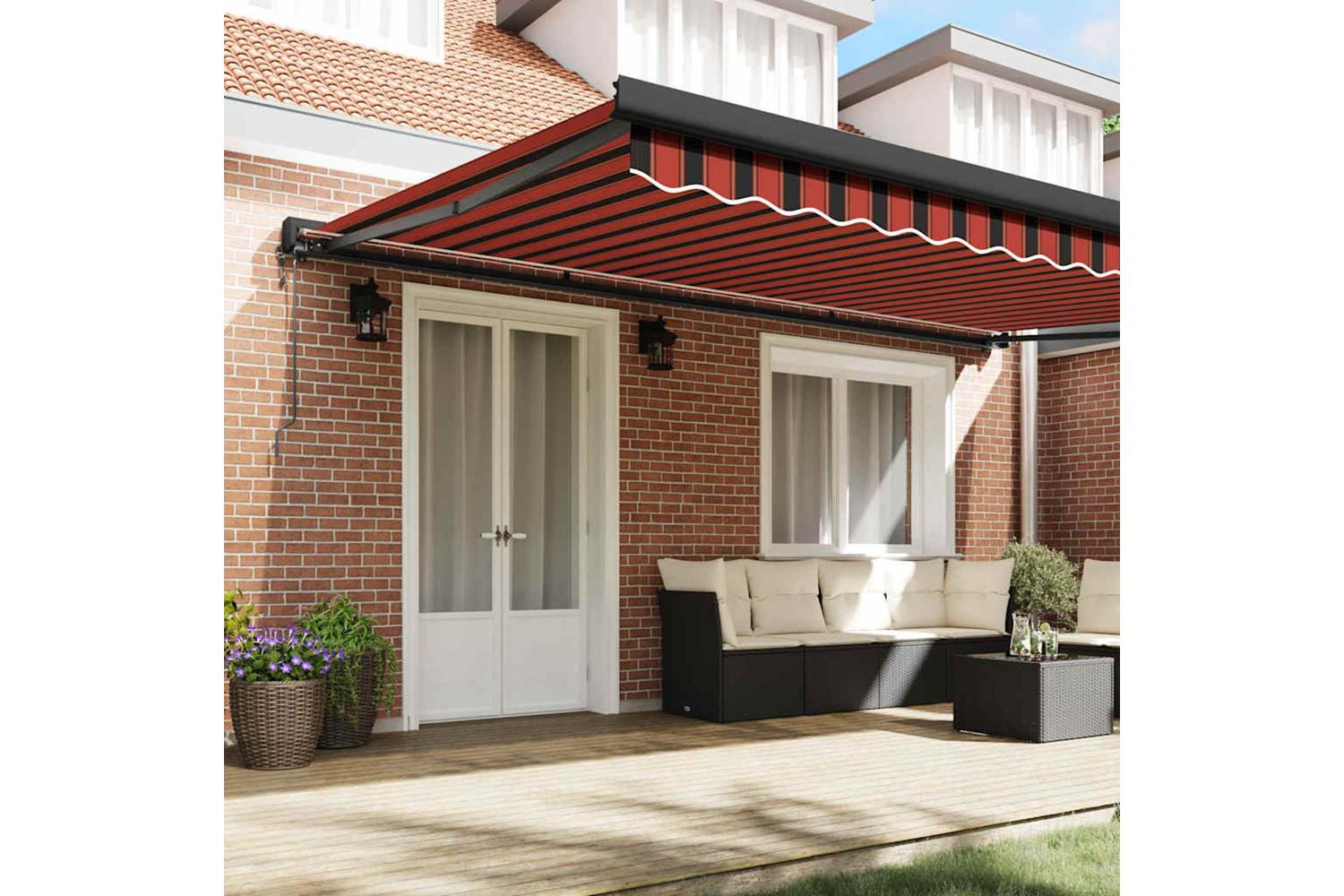Vidaxl Retractable Awning Orange And Brown 500 X 300 Cm Fabric Metal-3