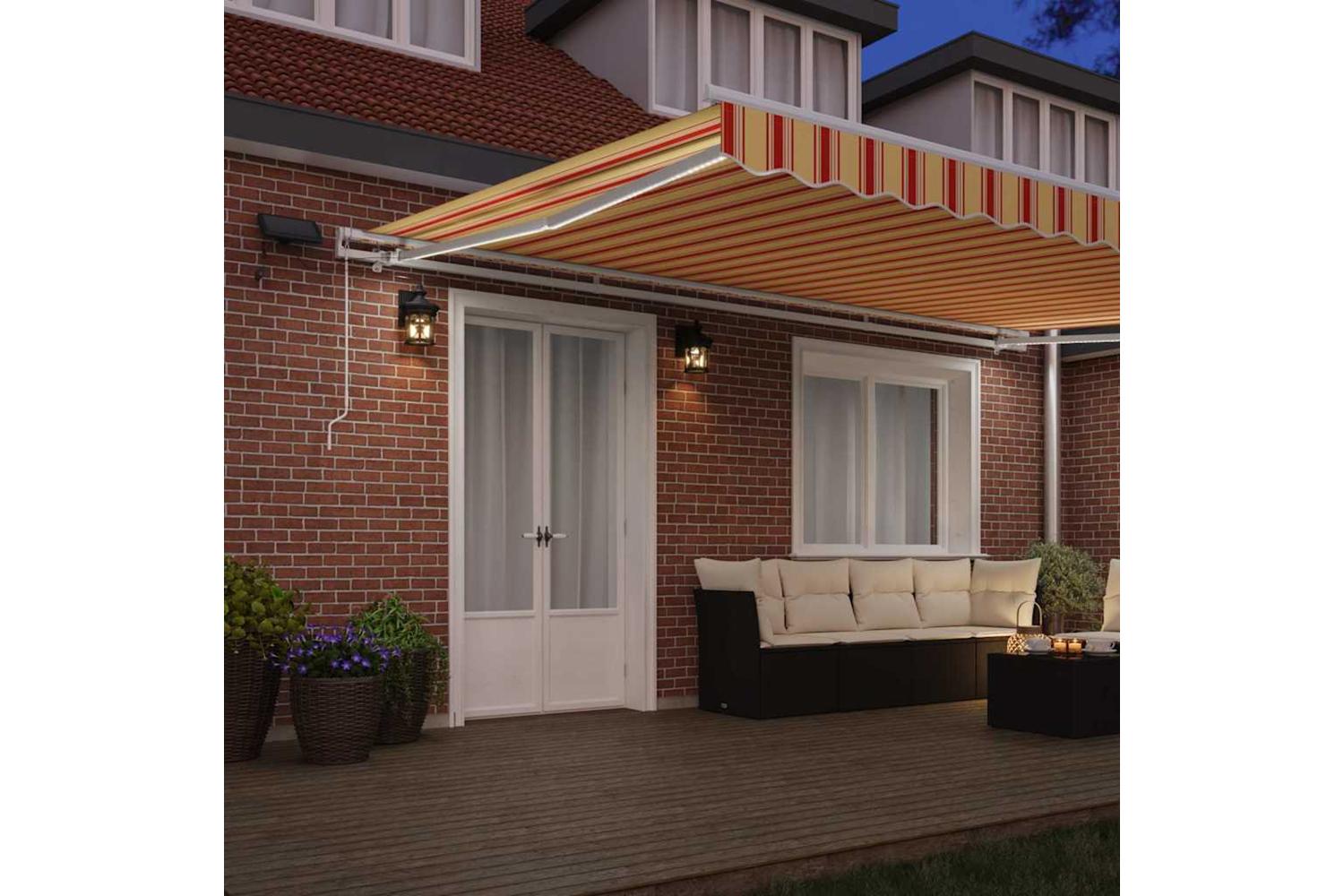 Vidaxl Retractable Awning With Yellow And Orange 500 X 300 Cm Fabric-3