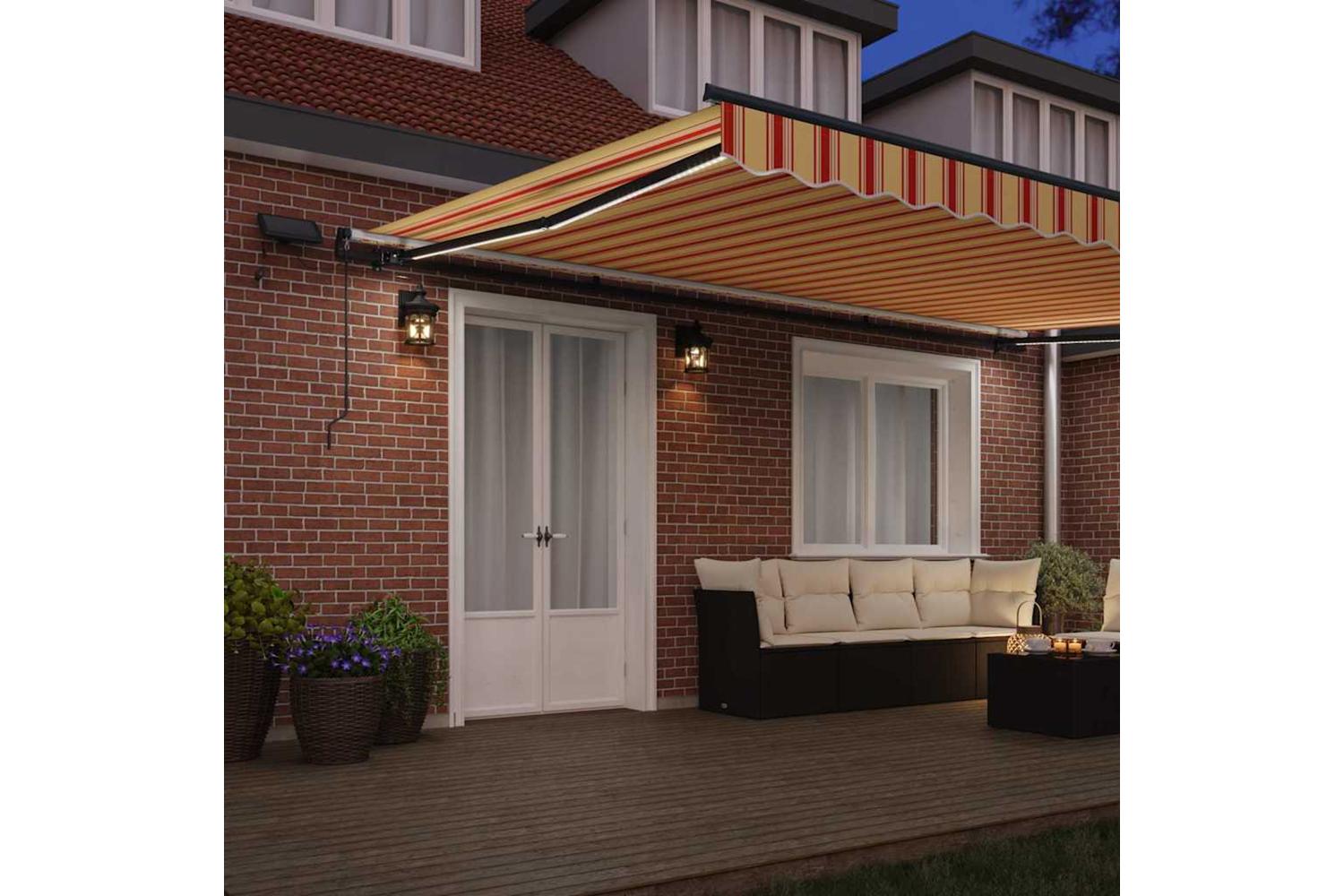 Vidaxl Retractable Awning Manual Yellow And Orange 500 X 300 Cm Fabric-3