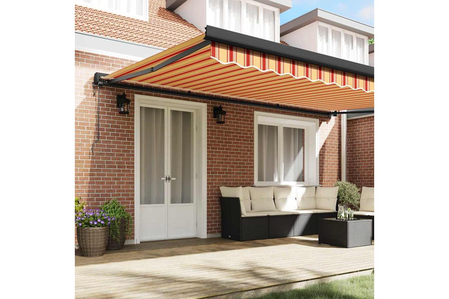 Vidaxl Retractable Awning Yellow And Orange 500 X 300 Cm Fabric Metal-3