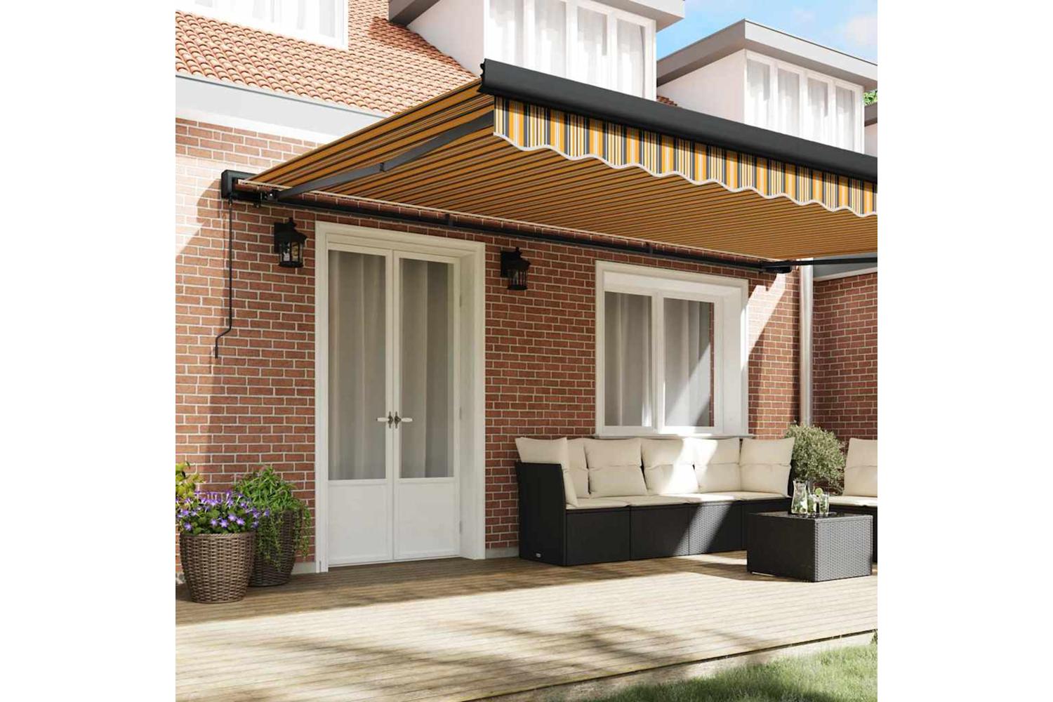 Vidaxl Retractable Awning Multicolour 500 X 300 Cm Fabric And Metal-3