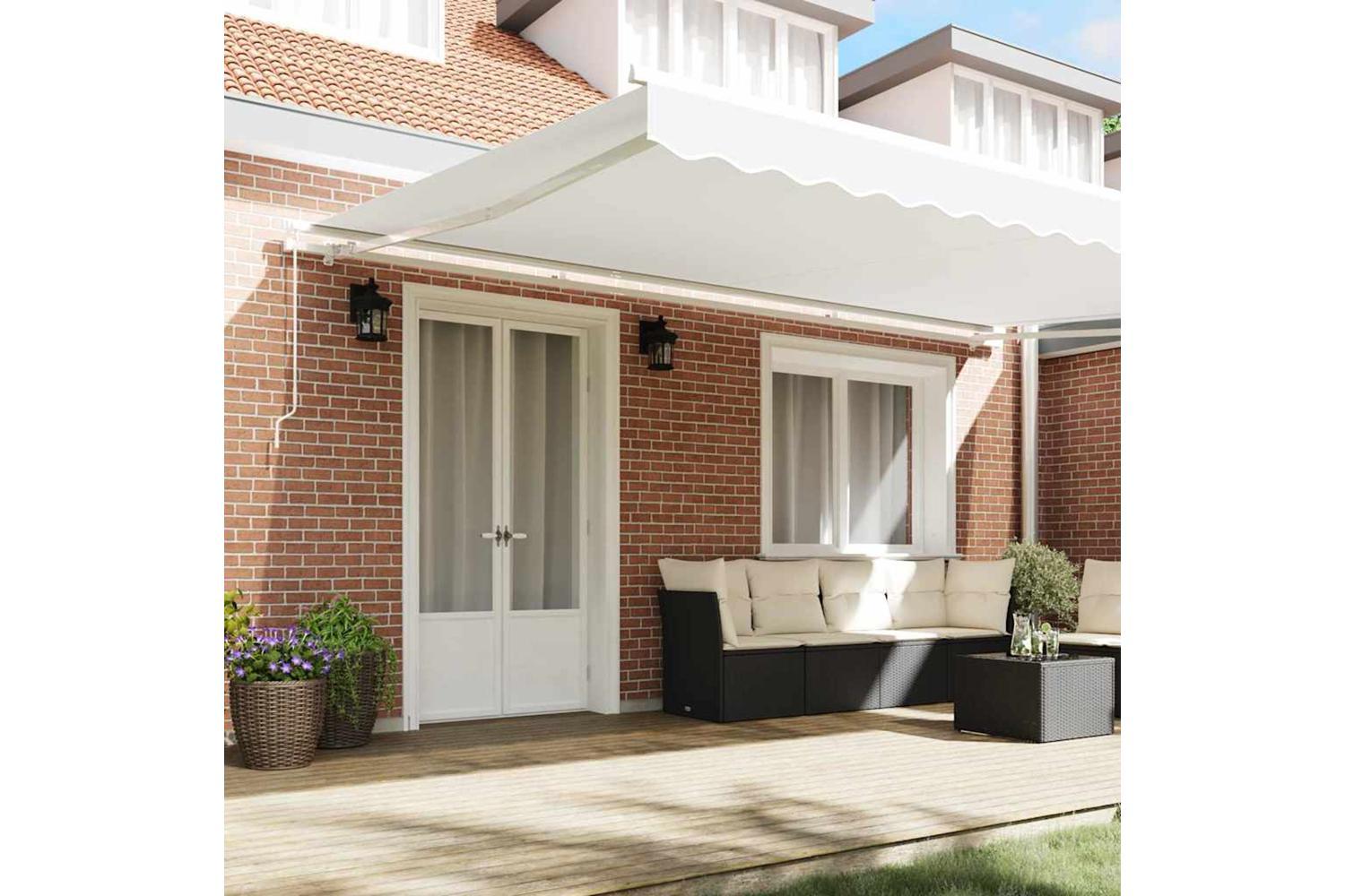 Vidaxl Retractable Awning White 500 X 300 Cm Fabric And Metal-3