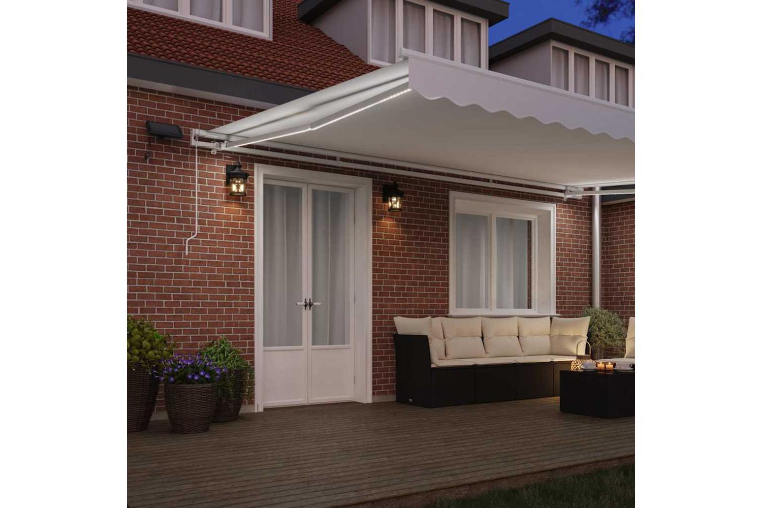 Vidaxl Retractable Awning With Manual White 500 X 300 Cm Fabric-3