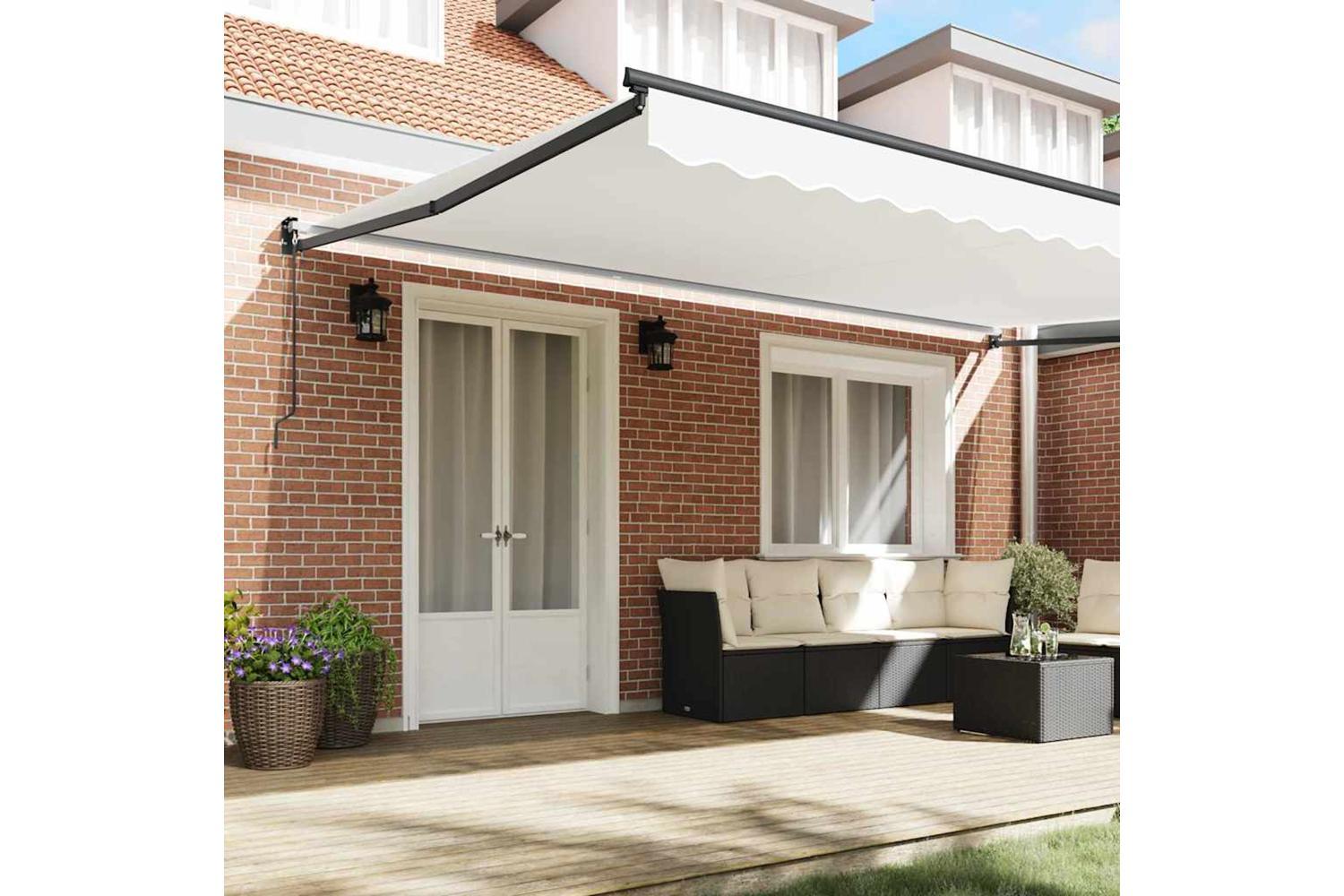 Vidaxl Retractable Awning White 500 X 300 Cm Fabric And Metal-3