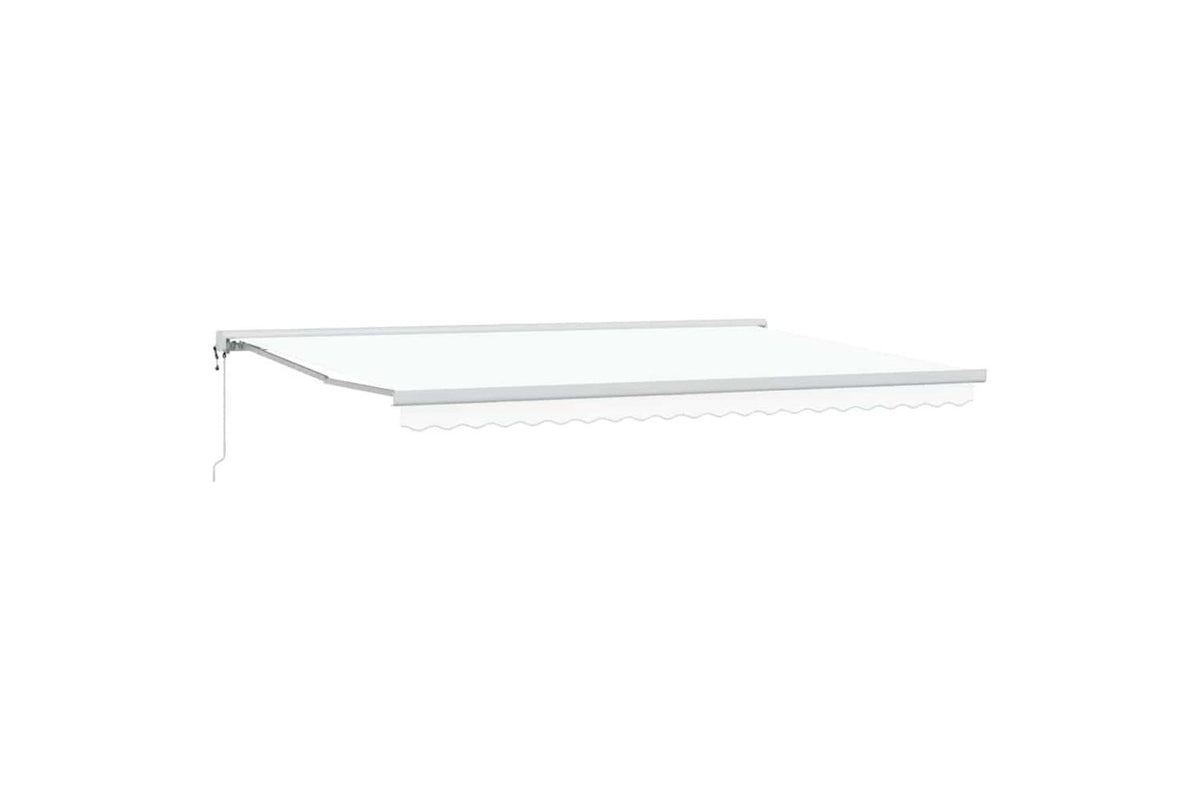 Vidaxl Retractable Awning Manual White 500 X 300 Cm Fabric Metal-2