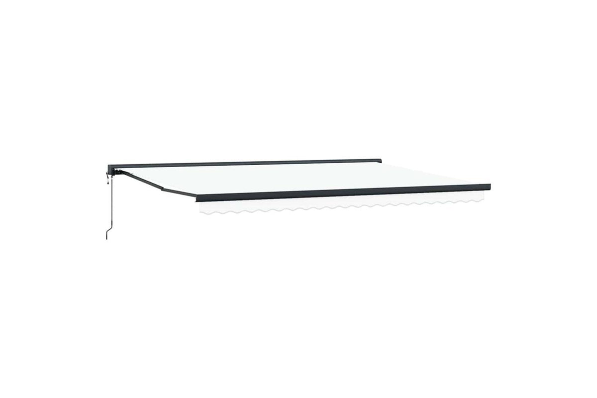 Vidaxl Retractable Awning Manual White 500 X 300 Cm Fabric Metal-2