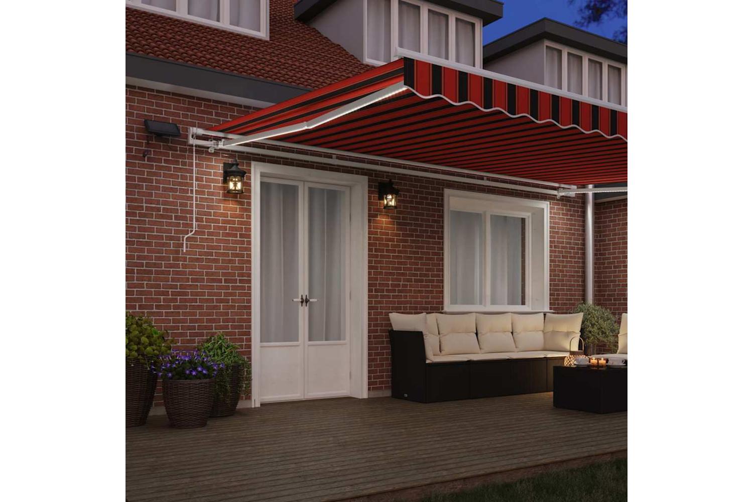 Vidaxl Retractable Awning With Orange And Brown 500 X 350 Cm Fabric-3