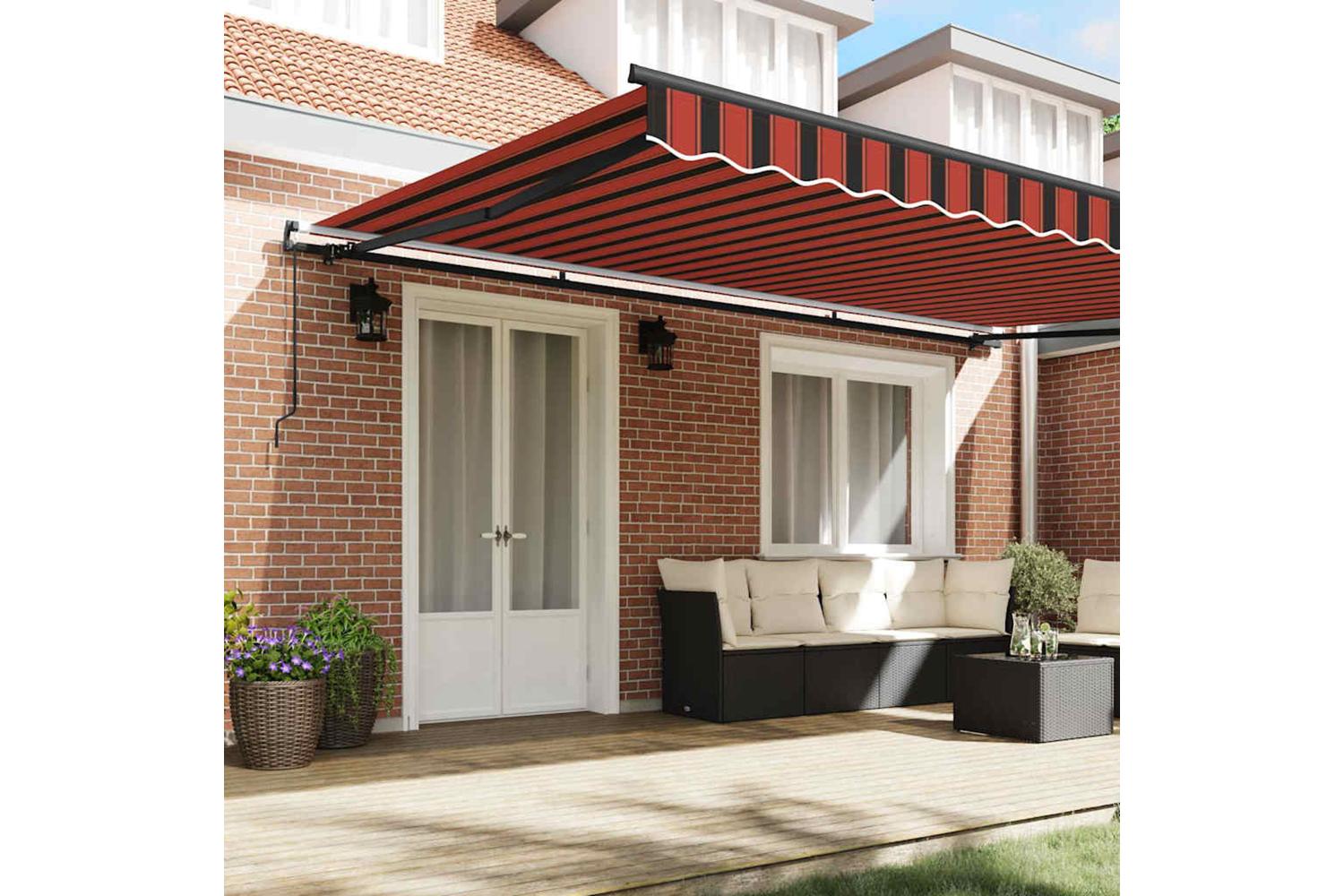 Vidaxl Manual Retractable Awning Orange And Brown 500 X 350 Cm Fabric-3